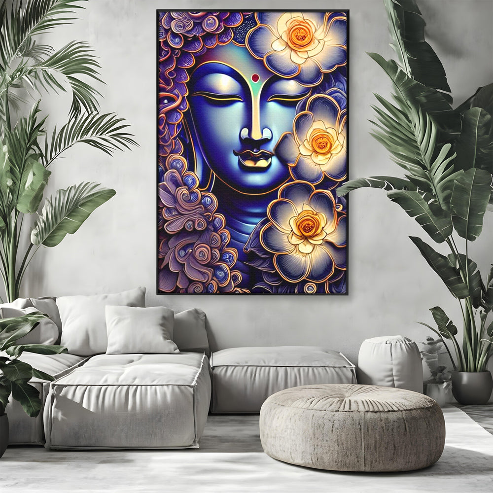 Tablou Canvas Premium LuxCanva® I121, Armonie si Culoare, Buddha, Zen, Iluminare, Pace Interioara, Spiritualitate, Armonie, Meditatie, Flori, Lotus, Urna, Living, Dormitor