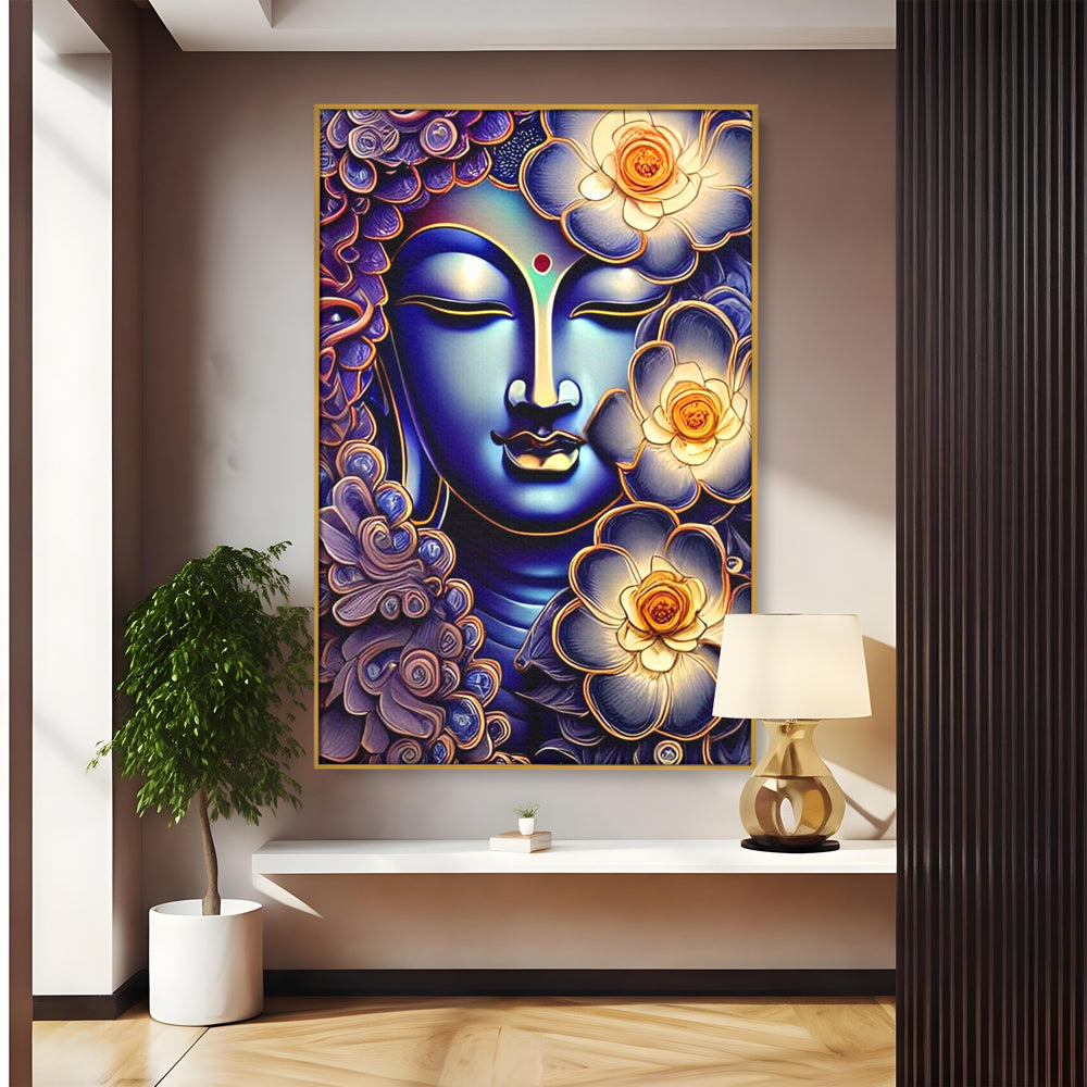 Tablou Canvas Premium LuxCanva® I121, Armonie si Culoare, Buddha, Zen, Iluminare, Pace Interioara, Spiritualitate, Armonie, Meditatie, Flori, Lotus, Urna, Living, Dormitor