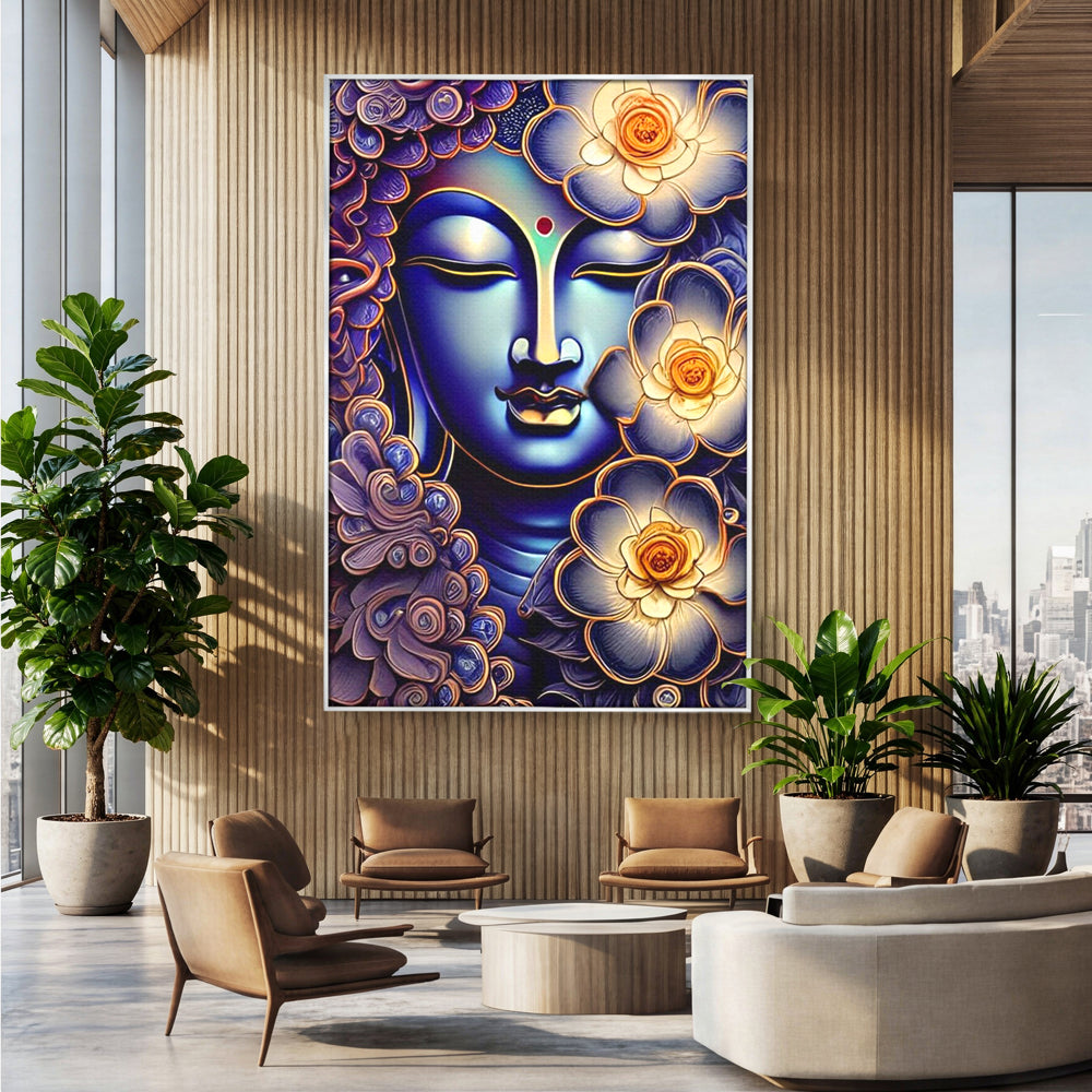 Tablou Canvas Premium LuxCanva® I121, Armonie si Culoare, Buddha, Zen, Iluminare, Pace Interioara, Spiritualitate, Armonie, Meditatie, Flori, Lotus, Urna, Living, Dormitor