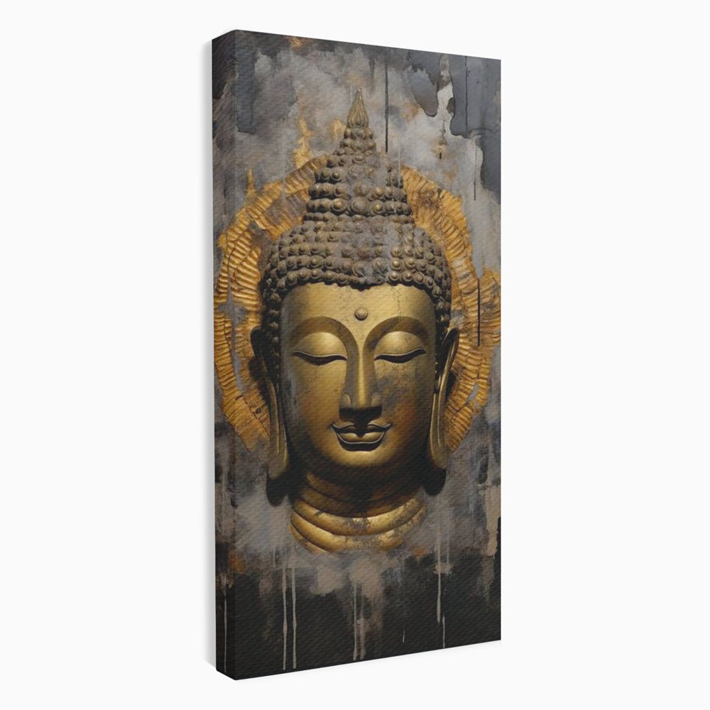 Leinwandbilder Premium LuxCanva® I124, Aura der Ruhe, Buddha, Zen, Erleuchtung, Innerer Frieden, Spiritualität, Harmonie, Meditation, Stille, Urne, Rauch, Gold, Wohnen, Schlafzimmer