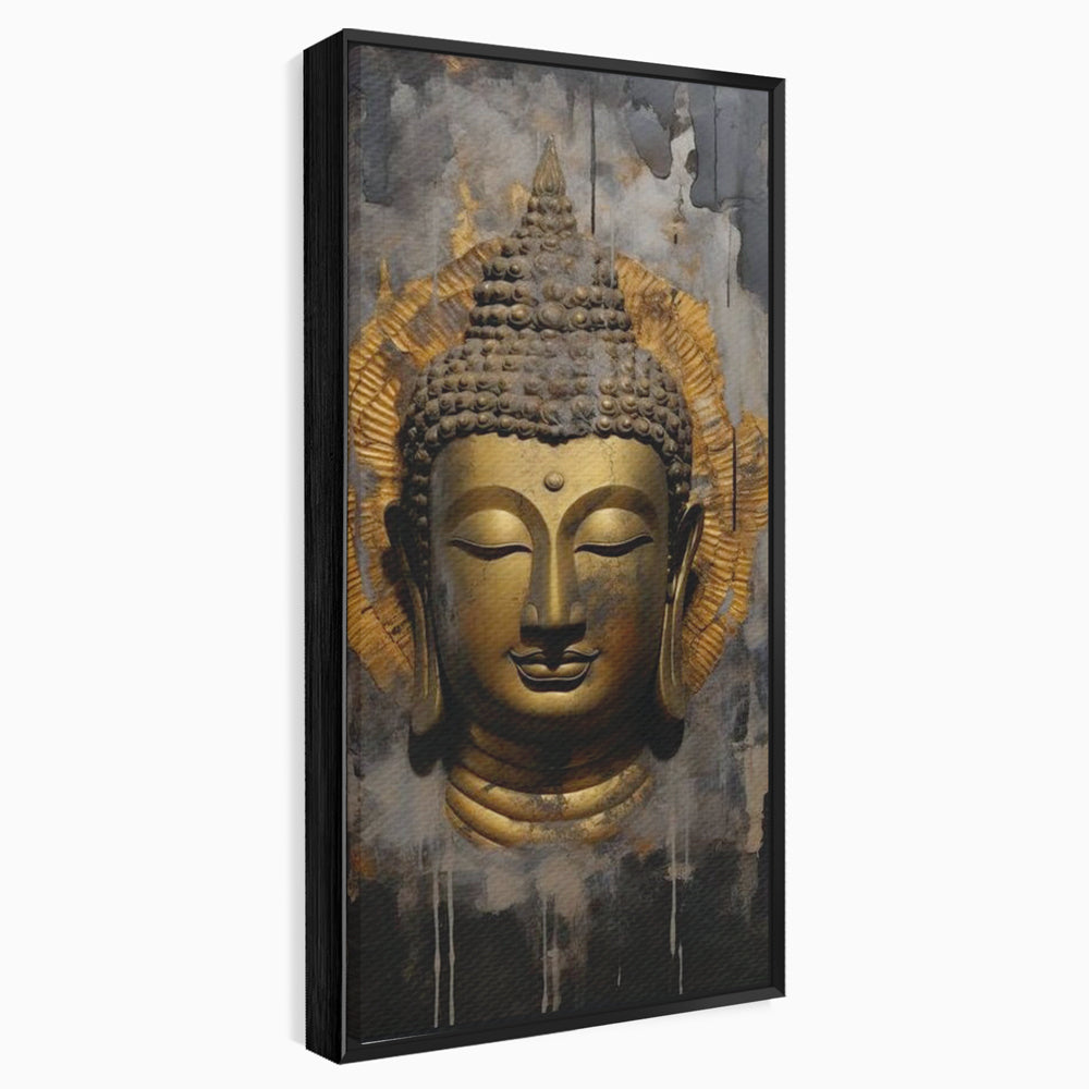 Leinwandbilder Premium LuxCanva® I124, Aura der Ruhe, Buddha, Zen, Erleuchtung, Innerer Frieden, Spiritualität, Harmonie, Meditation, Stille, Urne, Rauch, Gold, Wohnen, Schlafzimmer
