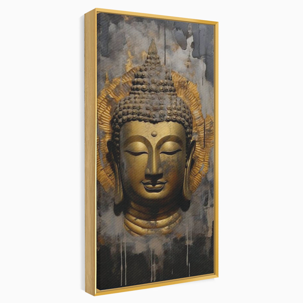 Leinwandbilder Premium LuxCanva® I124, Aura der Ruhe, Buddha, Zen, Erleuchtung, Innerer Frieden, Spiritualität, Harmonie, Meditation, Stille, Urne, Rauch, Gold, Wohnen, Schlafzimmer
