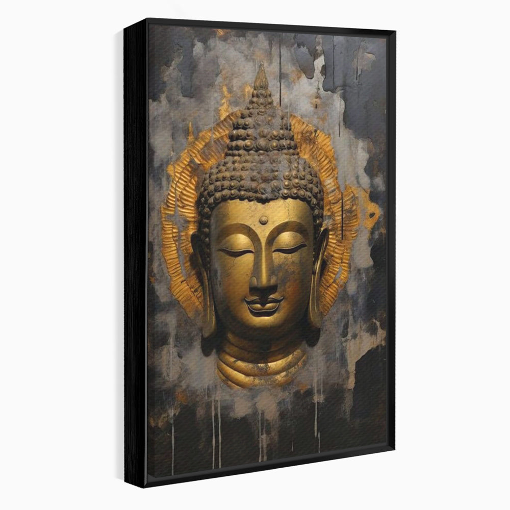 Leinwandbilder Premium LuxCanva® I124, Aura der Ruhe, Buddha, Zen, Erleuchtung, Innerer Frieden, Spiritualität, Harmonie, Meditation, Stille, Urne, Rauch, Gold, Wohnen, Schlafzimmer
