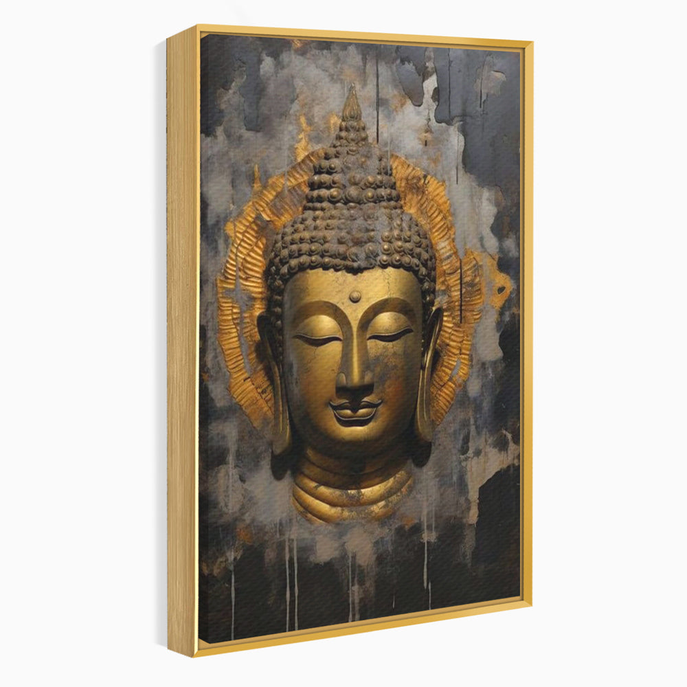 Leinwandbilder Premium LuxCanva® I124, Aura der Ruhe, Buddha, Zen, Erleuchtung, Innerer Frieden, Spiritualität, Harmonie, Meditation, Stille, Urne, Rauch, Gold, Wohnen, Schlafzimmer