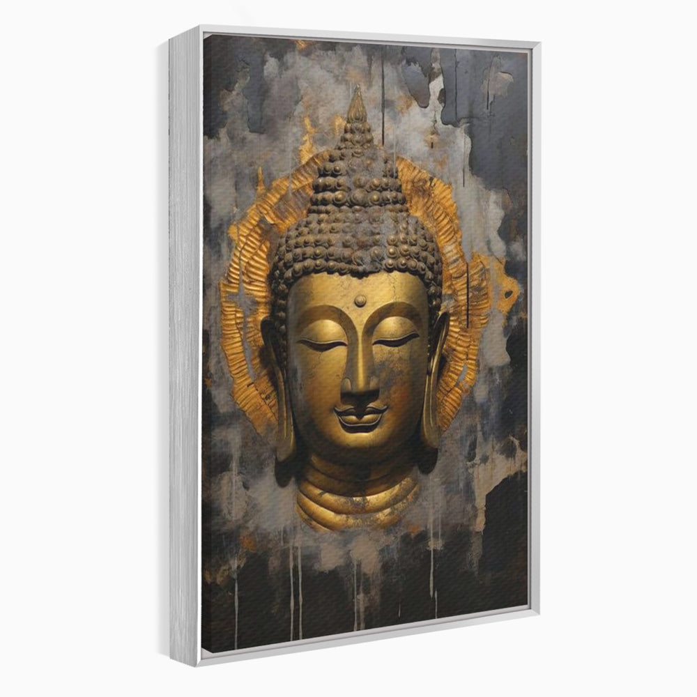 Leinwandbilder Premium LuxCanva® I124, Aura der Ruhe, Buddha, Zen, Erleuchtung, Innerer Frieden, Spiritualität, Harmonie, Meditation, Stille, Urne, Rauch, Gold, Wohnen, Schlafzimmer