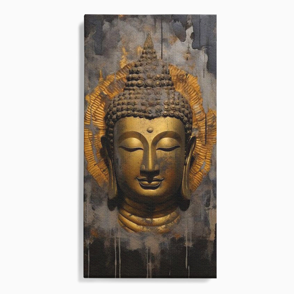 Leinwandbilder Premium LuxCanva® I124, Aura der Ruhe, Buddha, Zen, Erleuchtung, Innerer Frieden, Spiritualität, Harmonie, Meditation, Stille, Urne, Rauch, Gold, Wohnen, Schlafzimmer