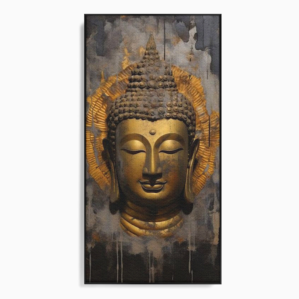 Leinwandbilder Premium LuxCanva® I124, Aura der Ruhe, Buddha, Zen, Erleuchtung, Innerer Frieden, Spiritualität, Harmonie, Meditation, Stille, Urne, Rauch, Gold, Wohnen, Schlafzimmer