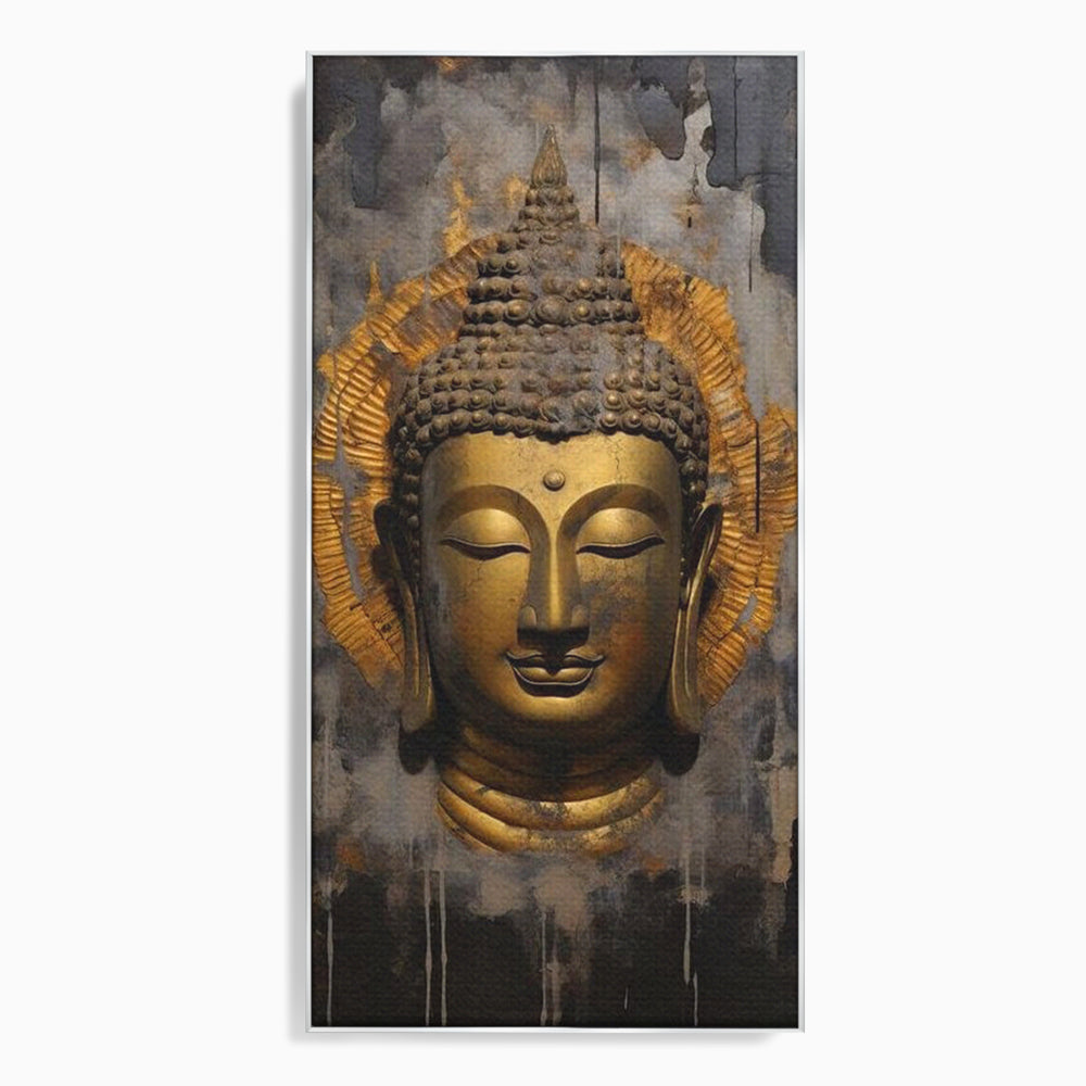 Leinwandbilder Premium LuxCanva® I124, Aura der Ruhe, Buddha, Zen, Erleuchtung, Innerer Frieden, Spiritualität, Harmonie, Meditation, Stille, Urne, Rauch, Gold, Wohnen, Schlafzimmer