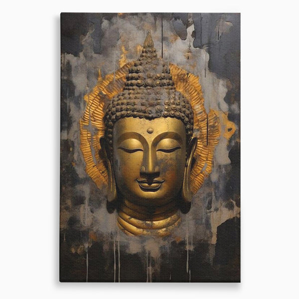 Leinwandbilder Premium LuxCanva® I124, Aura der Ruhe, Buddha, Zen, Erleuchtung, Innerer Frieden, Spiritualität, Harmonie, Meditation, Stille, Urne, Rauch, Gold, Wohnen, Schlafzimmer