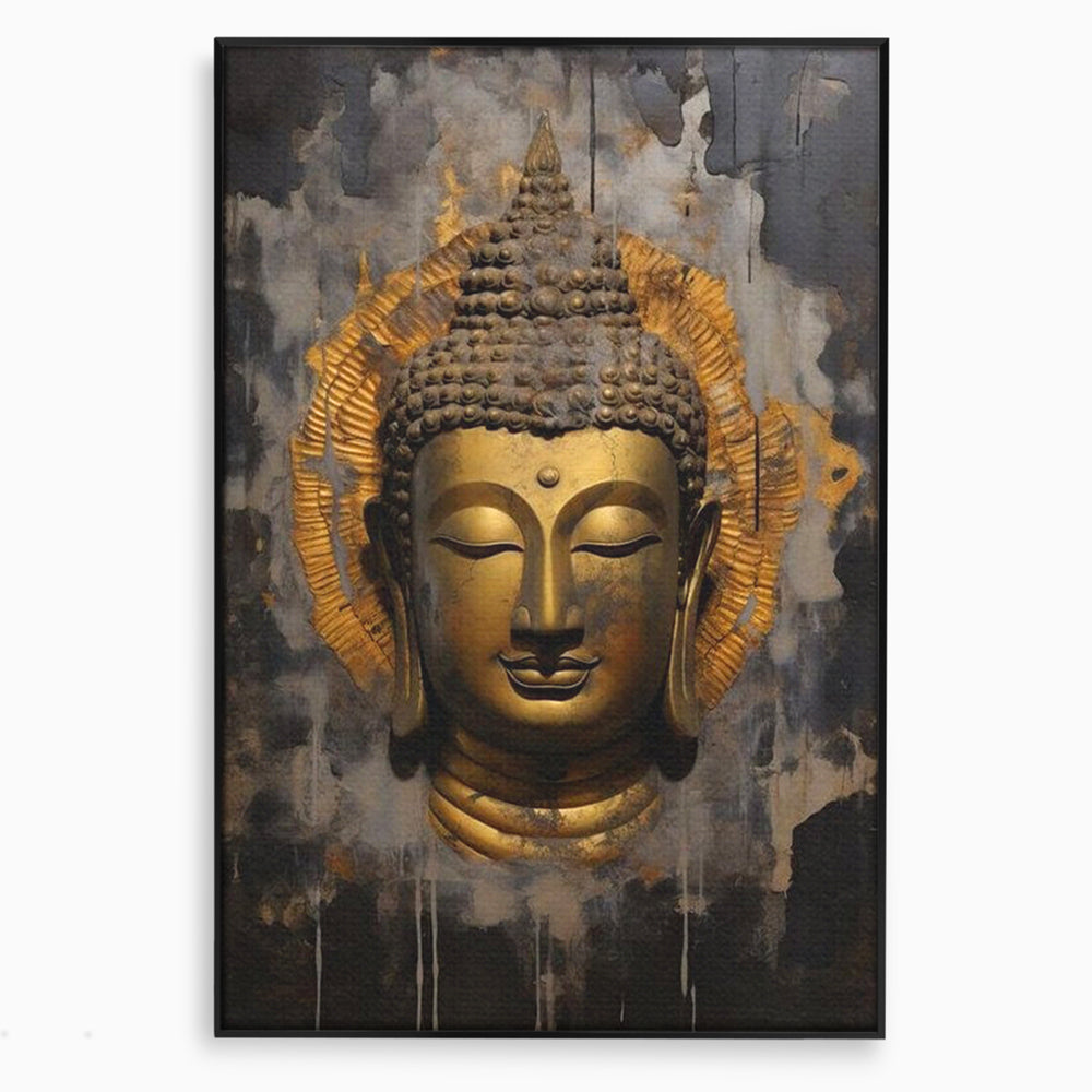 Leinwandbilder Premium LuxCanva® I124, Aura der Ruhe, Buddha, Zen, Erleuchtung, Innerer Frieden, Spiritualität, Harmonie, Meditation, Stille, Urne, Rauch, Gold, Wohnen, Schlafzimmer