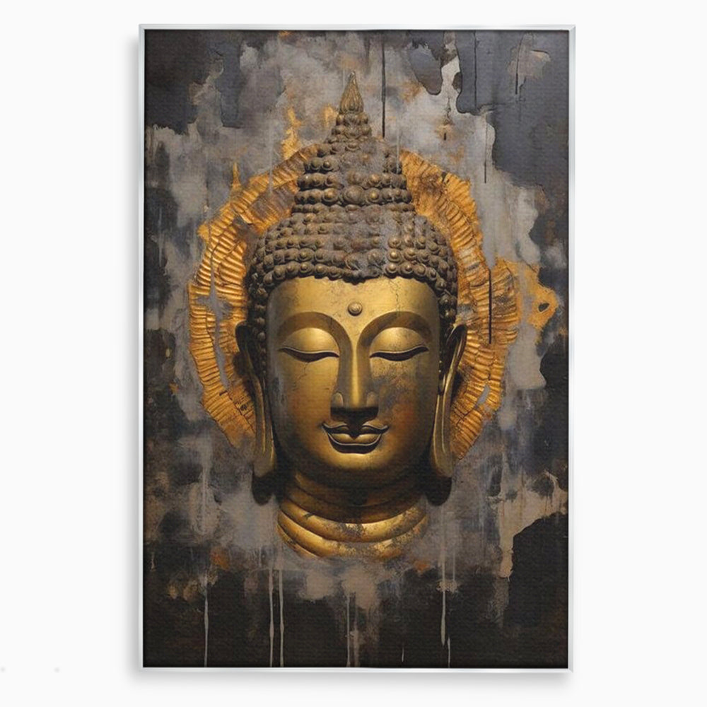 Leinwandbilder Premium LuxCanva® I124, Aura der Ruhe, Buddha, Zen, Erleuchtung, Innerer Frieden, Spiritualität, Harmonie, Meditation, Stille, Urne, Rauch, Gold, Wohnen, Schlafzimmer