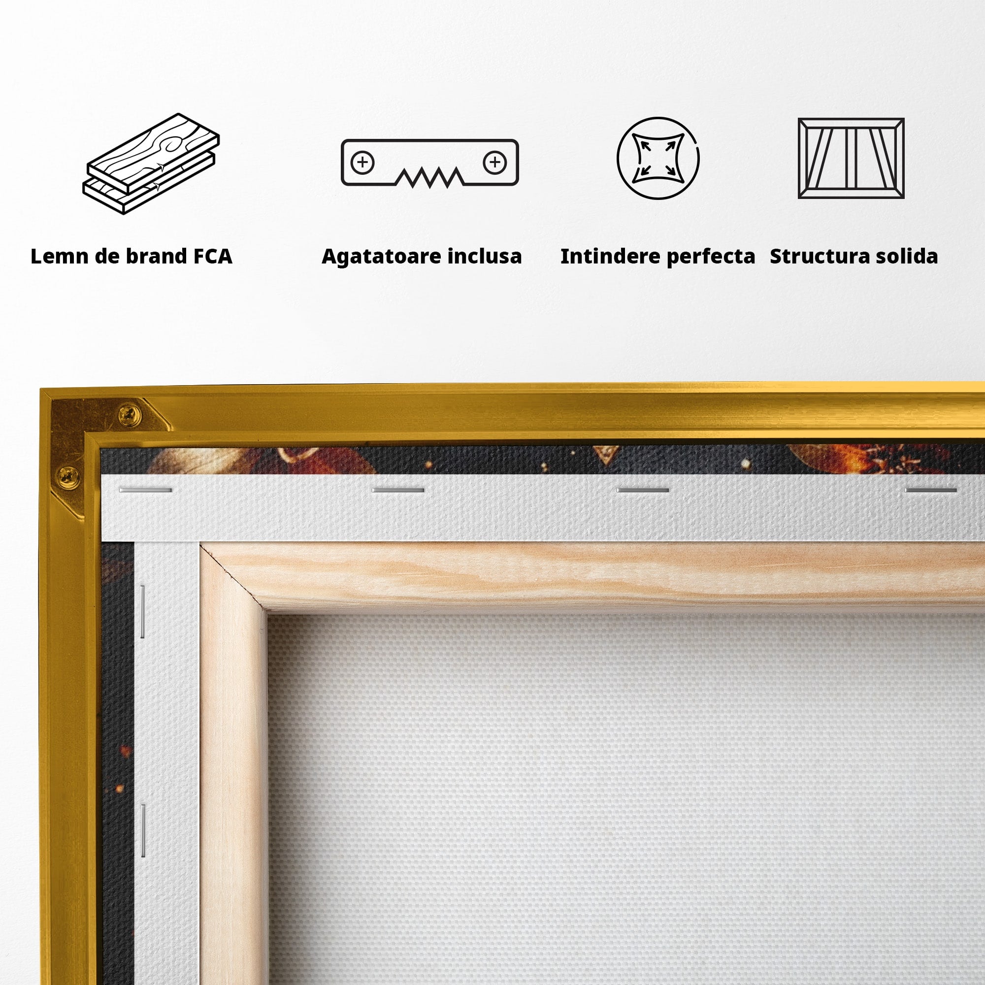 Tablou Canvas Premium LuxCanva® I144, Flori de Aur, Buddha, Flori, Meditatie, Spiritualitate, Dormitor, Culori Vibrante