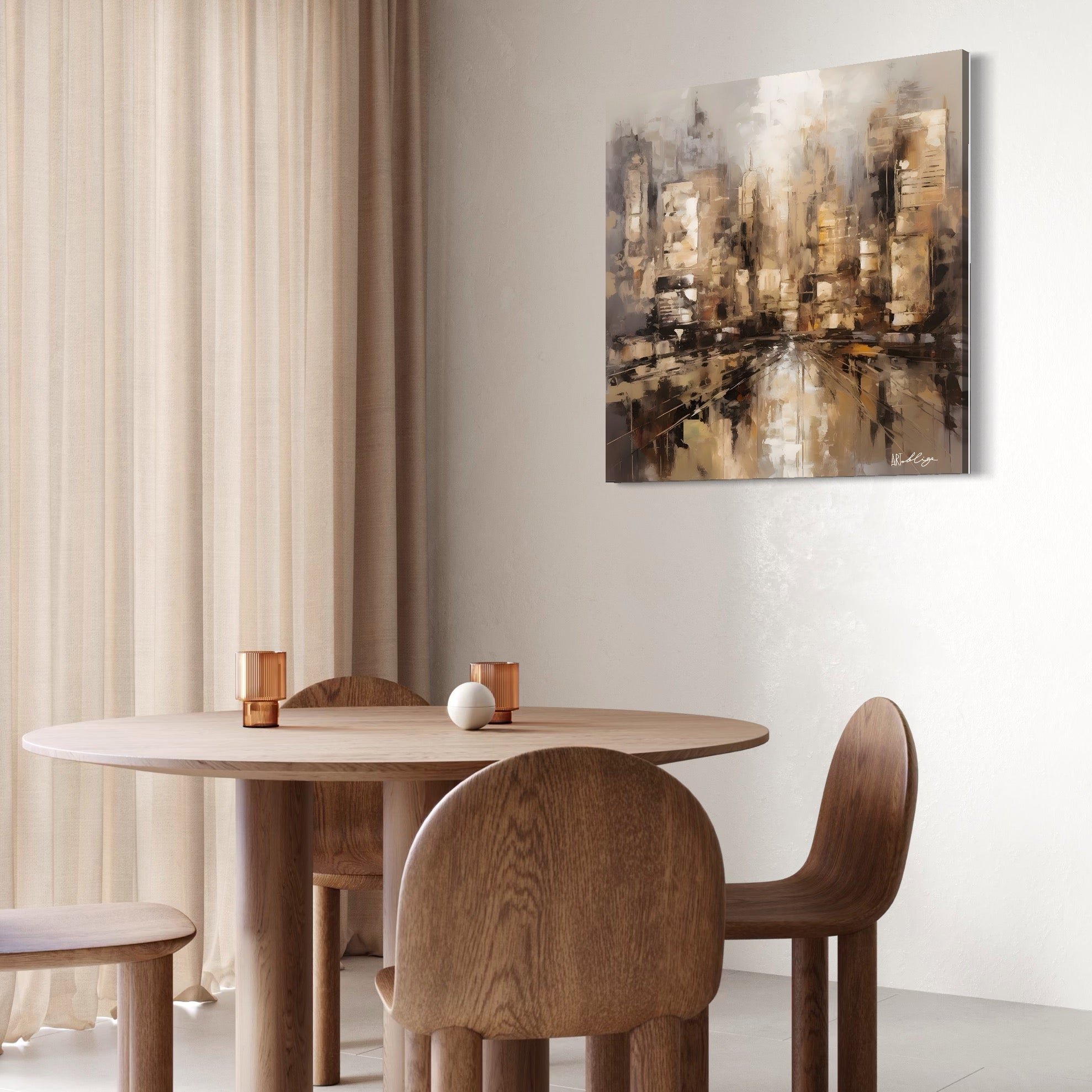 Tablou Canvas Premium LuxCanva® C1184, Abstract City Center , Zgarie Nori, Oras, Decorativ, Living Room, Culori Vibrante