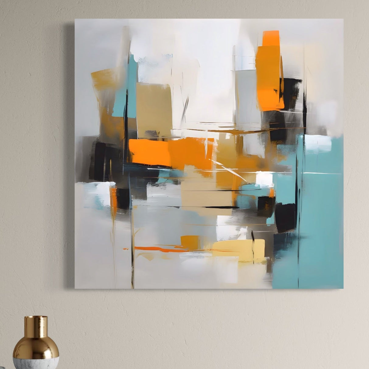 Tablou Canvas Premium LuxCanva® C1185, Pictura Abstracta Colorata , Culori, Geometrie, Decorativ, Living Room, Culori Vibrante