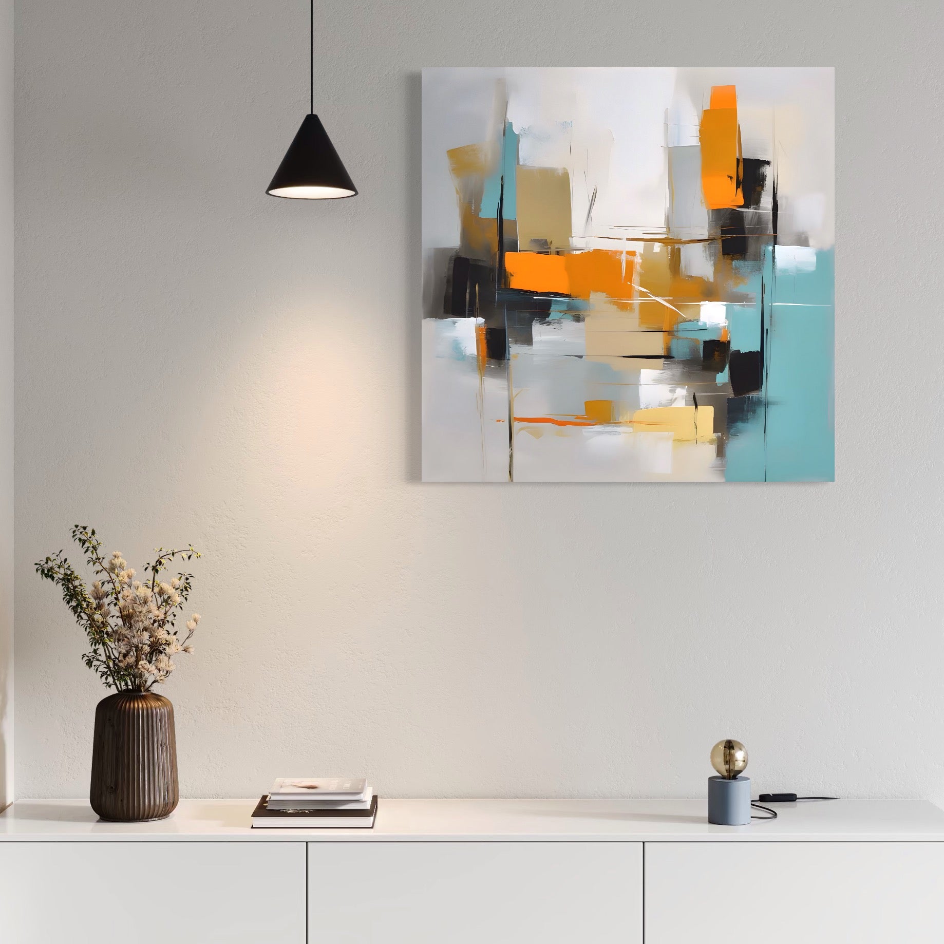 Tablou Canvas Premium LuxCanva® C1185, Pictura Abstracta Colorata , Culori, Geometrie, Decorativ, Living Room, Culori Vibrante