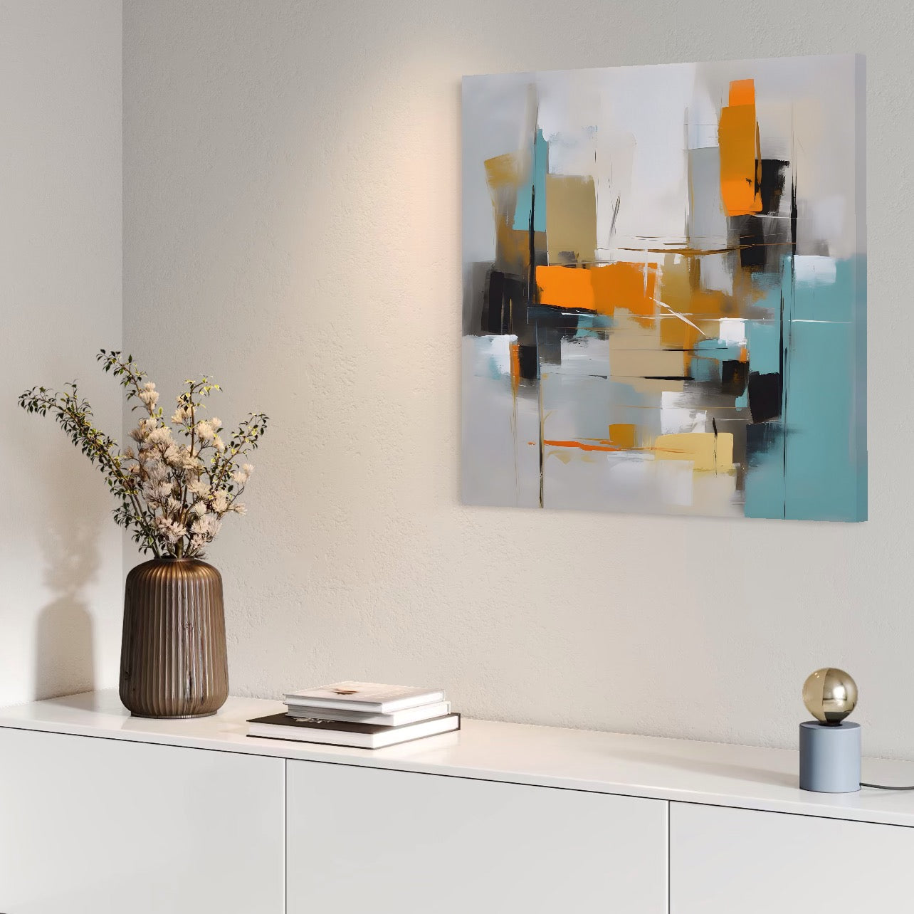 Tablou Canvas Premium LuxCanva® C1185, Pictura Abstracta Colorata , Culori, Geometrie, Decorativ, Living Room, Culori Vibrante
