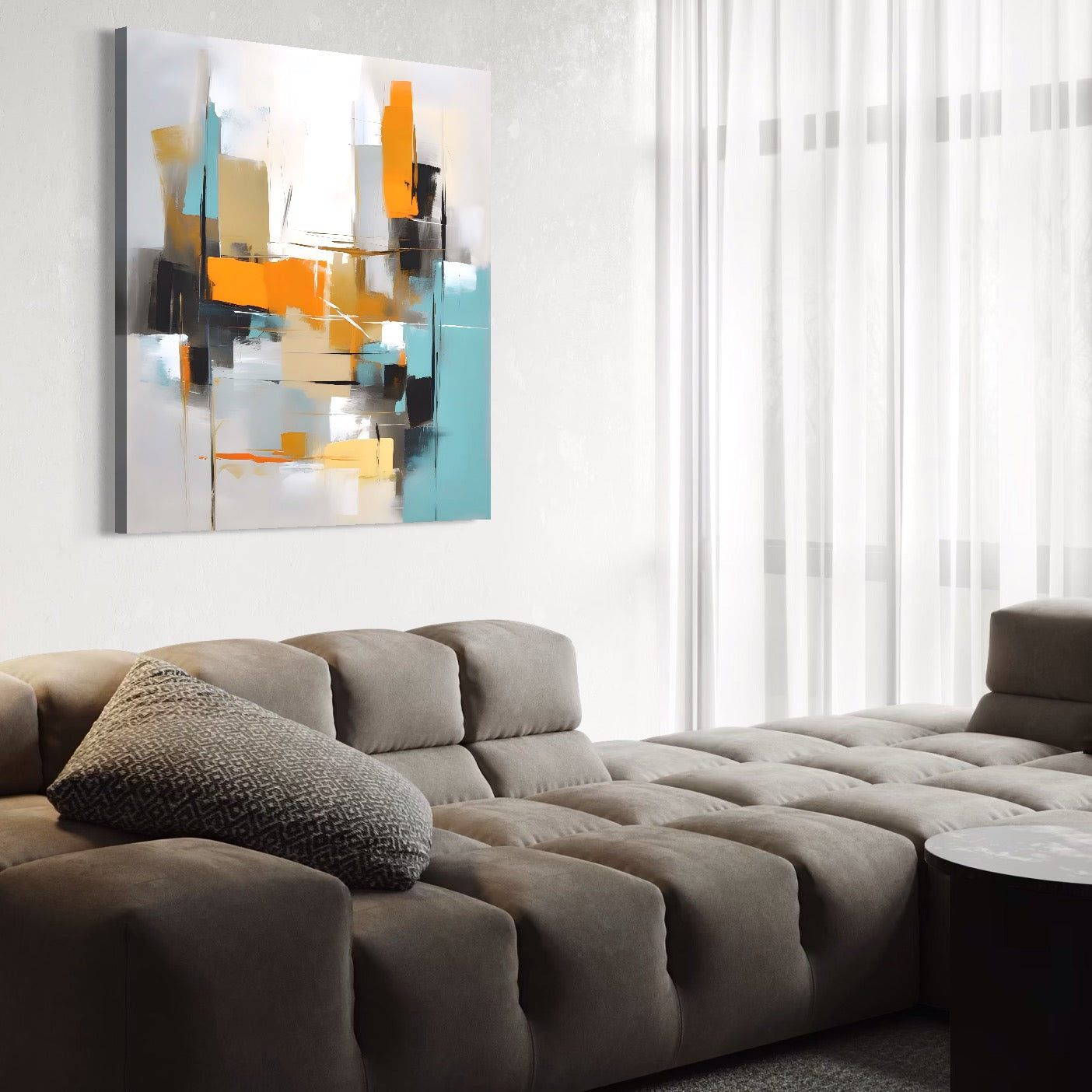 Tablou Canvas Premium LuxCanva® C1185, Pictura Abstracta Colorata , Culori, Geometrie, Decorativ, Living Room, Culori Vibrante