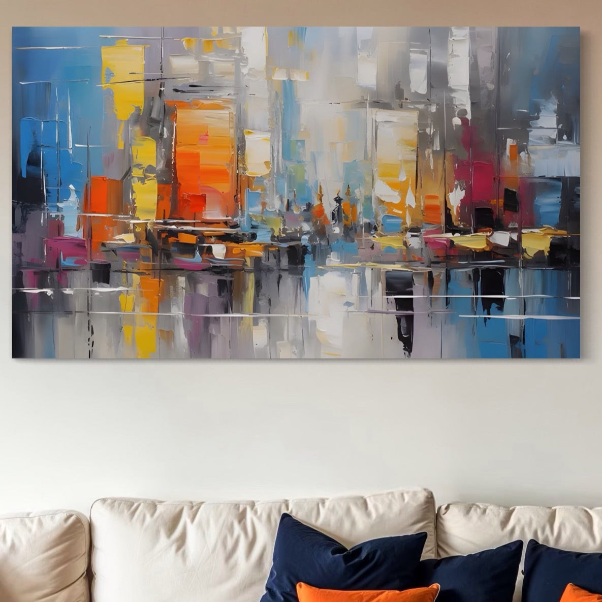 Tablou Canvas Premium LuxCanva® C1887, Pictura Multicolora Abstracta , Relaxare, Living Room, Culori Vibrante