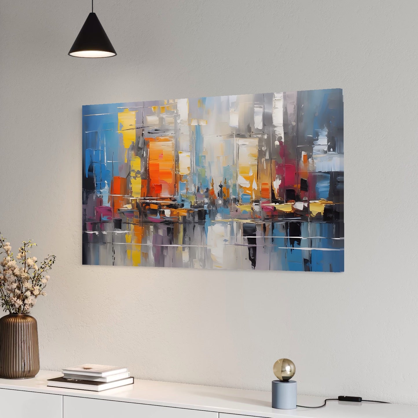 Tablou Canvas Premium LuxCanva® C1887, Pictura Multicolora Abstracta , Relaxare, Living Room, Culori Vibrante