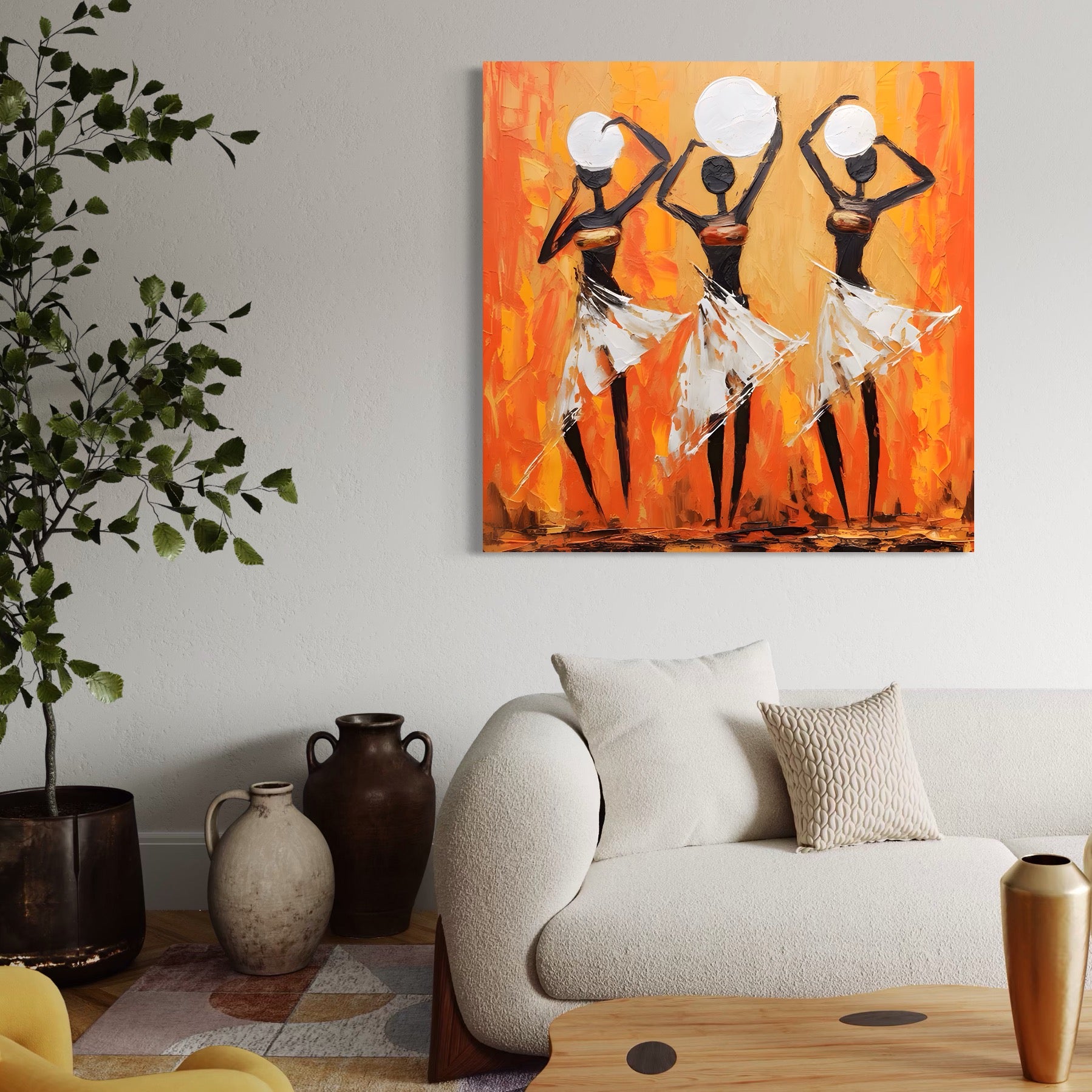 Tablou Canvas Premium LuxCanva® C1190, African Dancers , Culori, Traditie, Decorativ, Living Room, Culori Vibrante