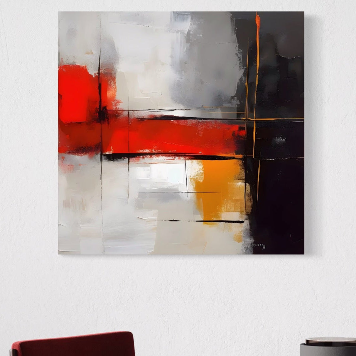 Tablou Canvas Premium LuxCanva® C1192, Culori Pictate Abstract , Culori, Decorativ, Living Room, Culori Vibrante