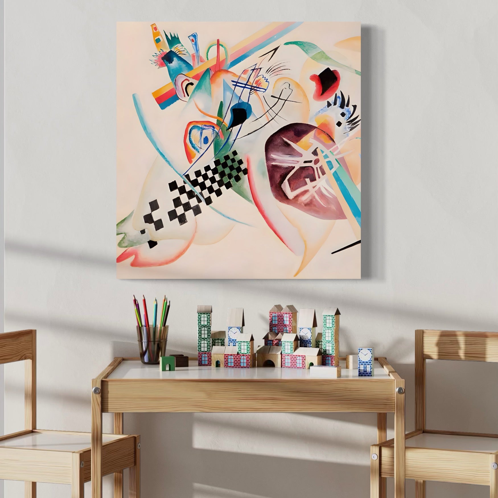 Tablou Canvas Premium LuxCanva® C1198, Abstract Paint By Kandinsky , Culori, Decorativ, Living Room, Culori Vibrante