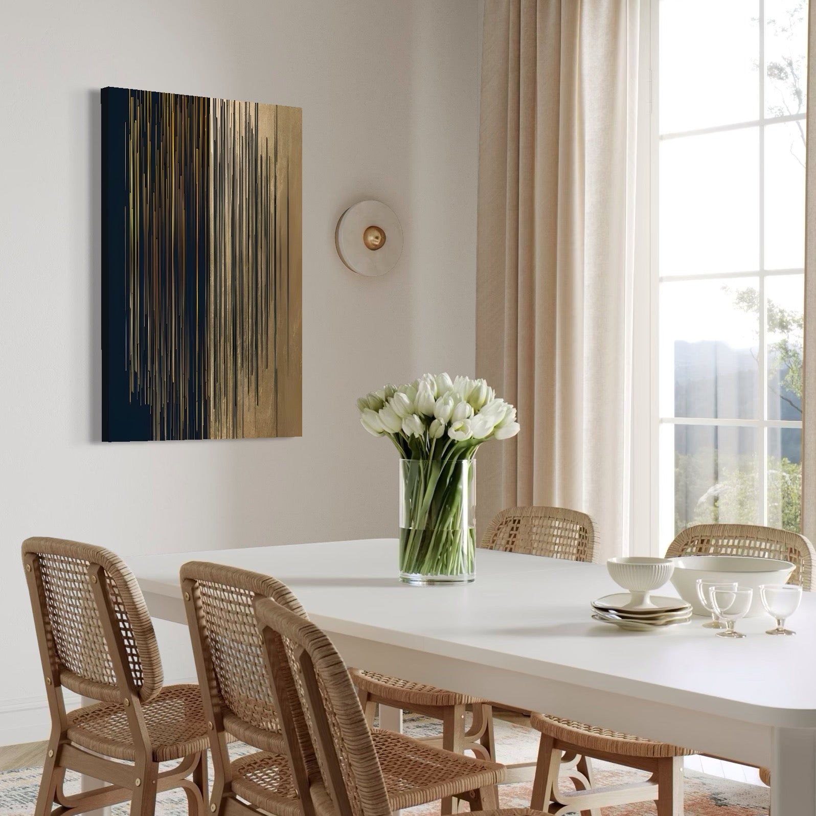 Tablou Canvas Premium LuxCanva® C1202, Gold And Black Stripes , Relaxare, Living Room, Culori Vibrante