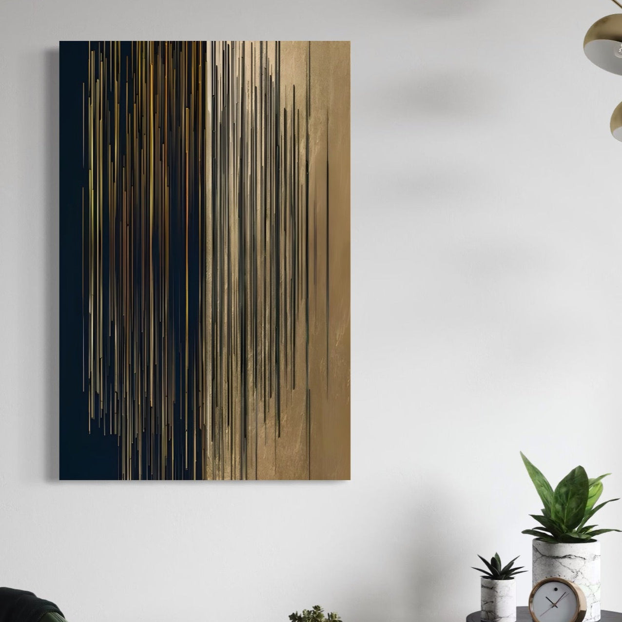 Tablou Canvas Premium LuxCanva® C1202, Gold And Black Stripes , Relaxare, Living Room, Culori Vibrante