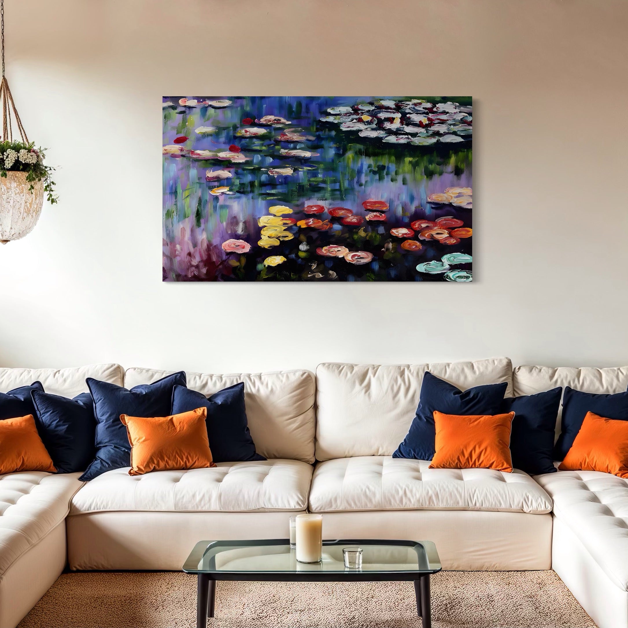 Tablou Canvas Premium LuxCanva® C1203, Maci Infloriti Pe Lac , Relaxare, Living Room, Culori Vibrante