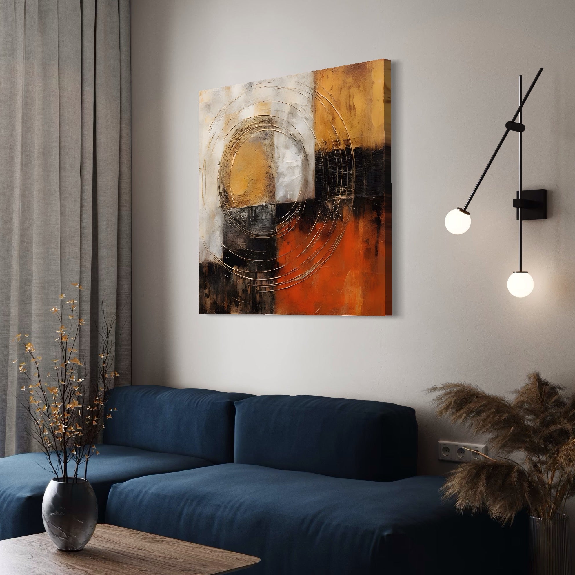 Tablou Canvas Premium LuxCanva® C1205, Abstract Black And Red Paint , Culori, Decorativ, Living Room, Culori Vibrante