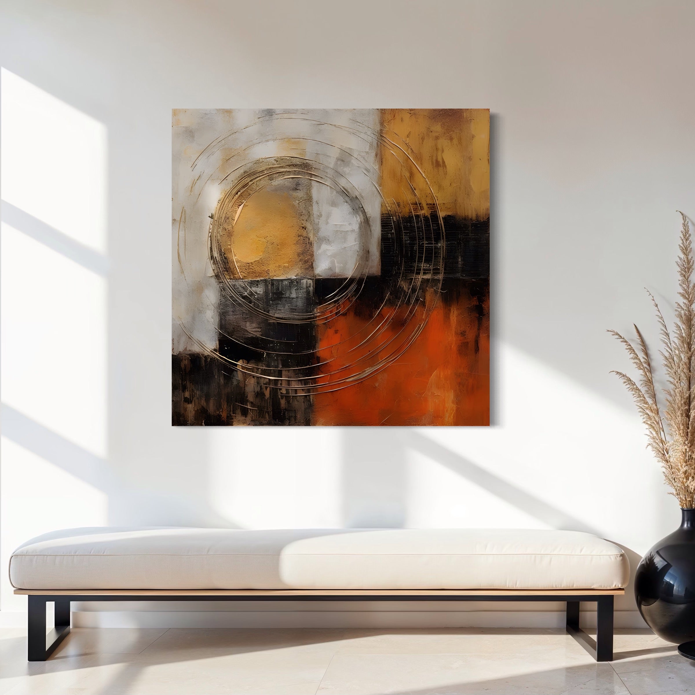 Tablou Canvas Premium LuxCanva® C1205, Abstract Black And Red Paint , Culori, Decorativ, Living Room, Culori Vibrante