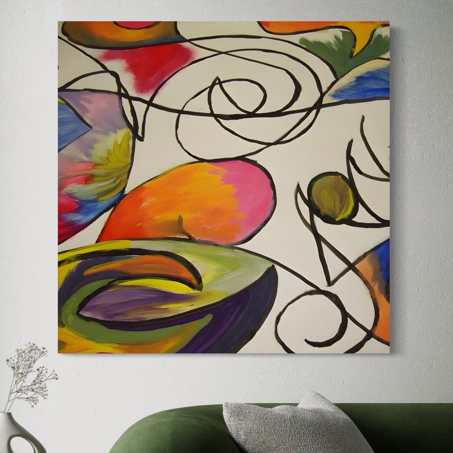 Tablou Canvas Premium LuxCanva® C1206, Kandinsky Painting Puzzle , Culori, Decorativ, Living Room, Culori Vibrante