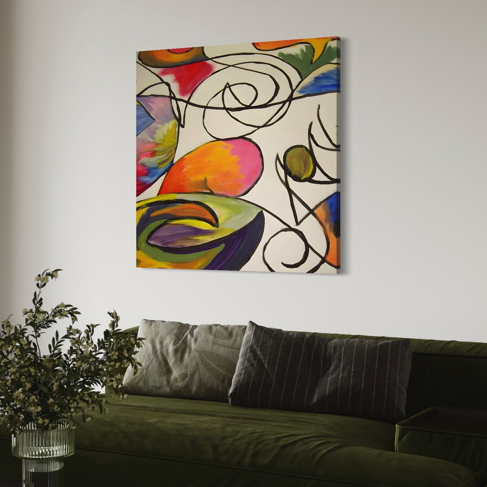 Tablou Canvas Premium LuxCanva® C1206, Kandinsky Painting Puzzle , Culori, Decorativ, Living Room, Culori Vibrante
