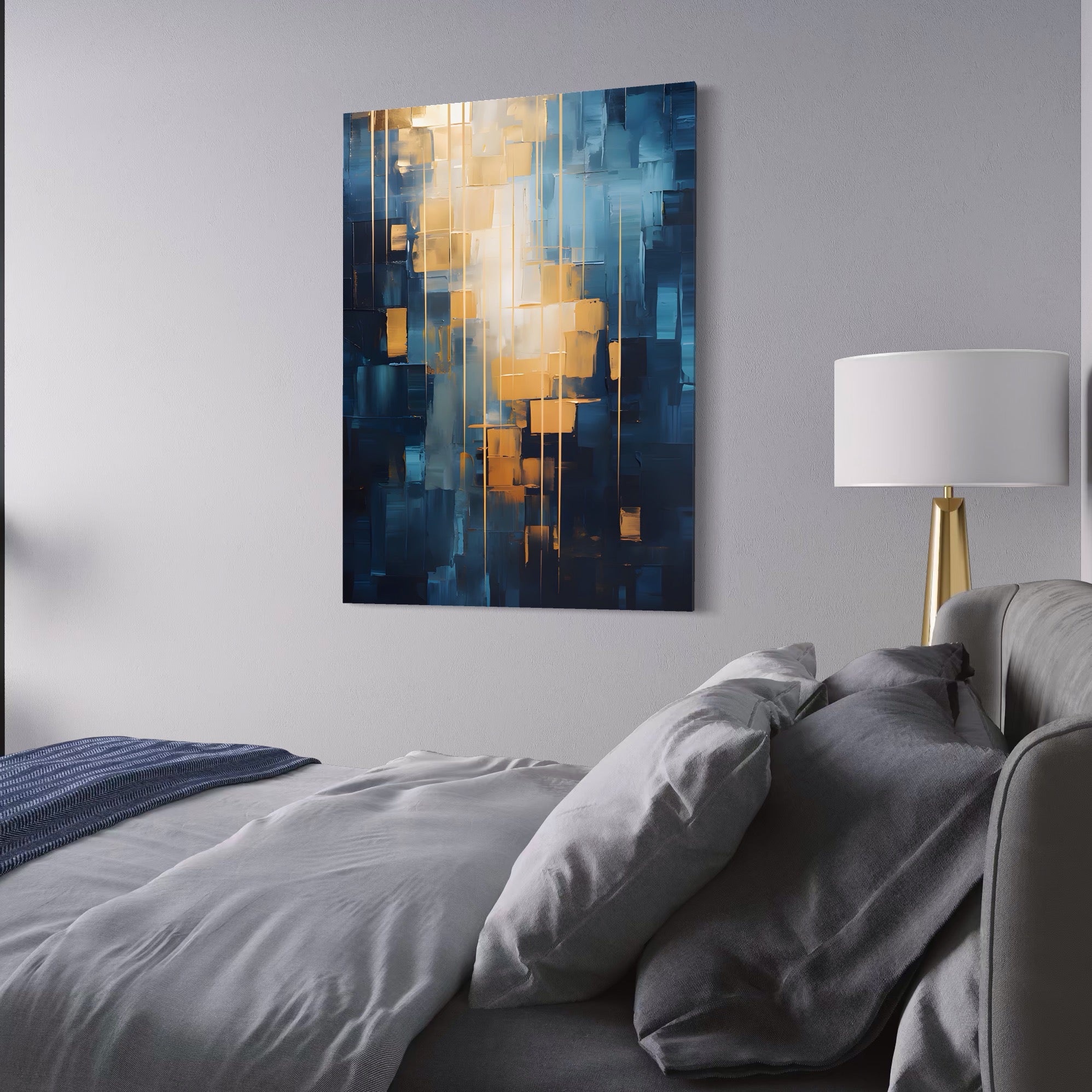 Tablou Canvas Premium LuxCanva® C1207, Gold And Blue Paint , Relaxare, Living Room, Culori Vibrante