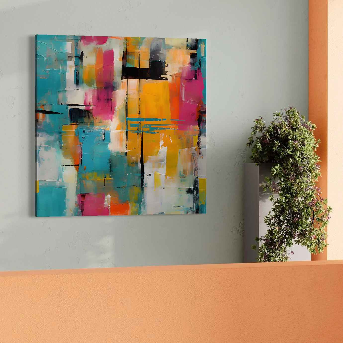 Tablou Canvas Premium LuxCanva® C1211, Abstract Colorscape Paint , Culori, Decorativ, Living Room, Culori Vibrante