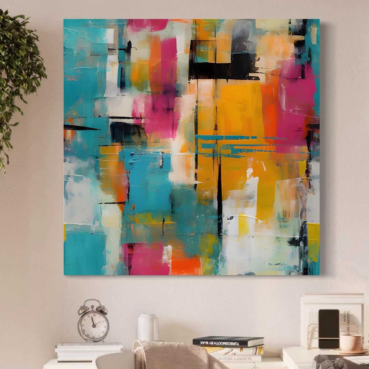 Tablou Canvas Premium LuxCanva® C1211, Abstract Colorscape Paint , Culori, Decorativ, Living Room, Culori Vibrante