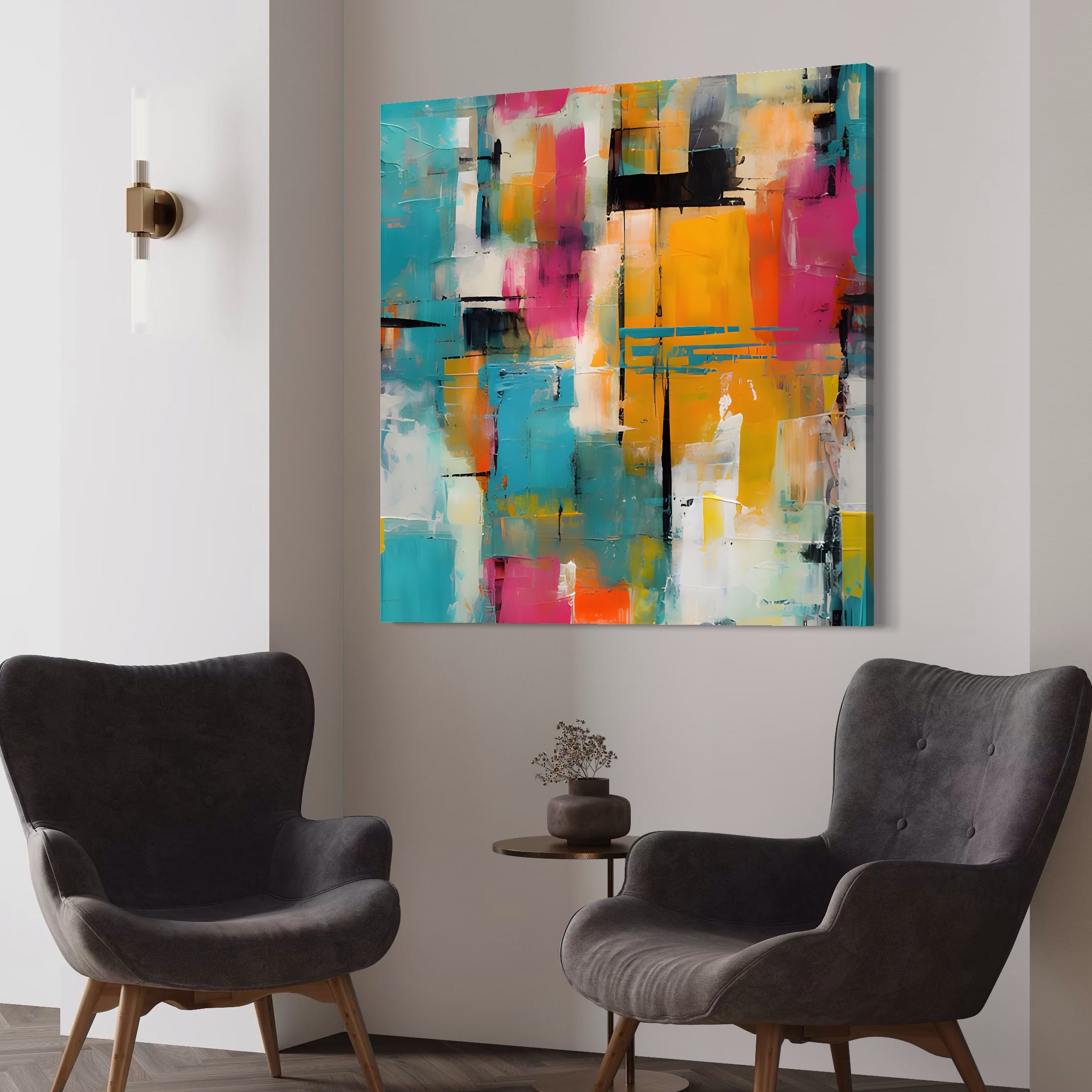 Tablou Canvas Premium LuxCanva® C1211, Abstract Colorscape Paint , Culori, Decorativ, Living Room, Culori Vibrante