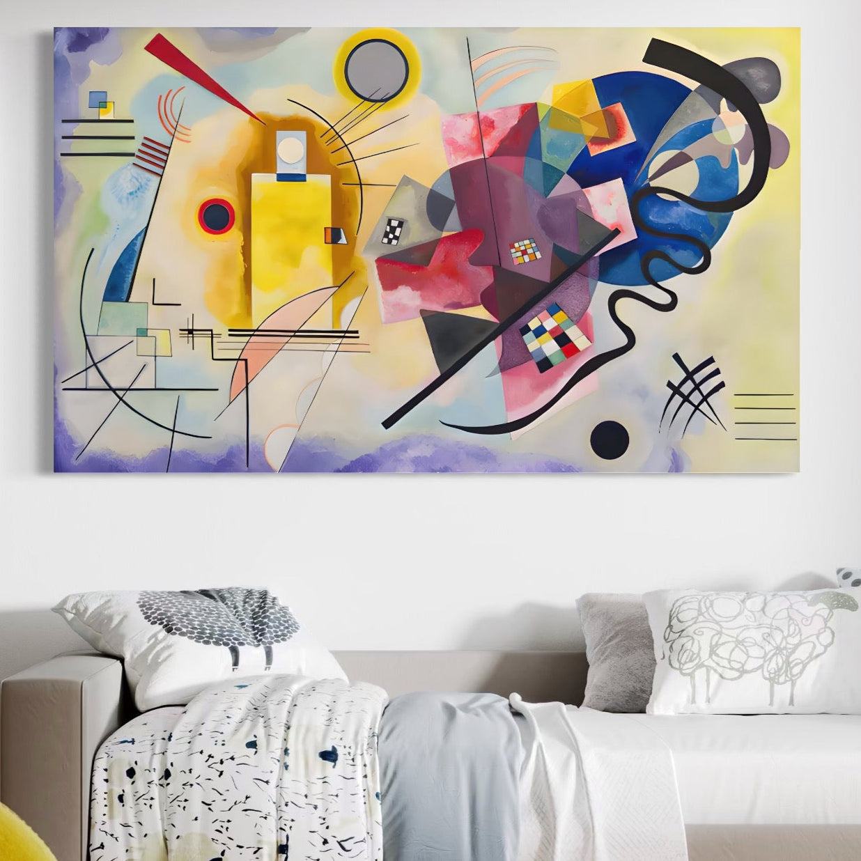 Tablou Canvas Premium LuxCanva® C1214, Red Yellow And Blue Paint , Relaxare, Artist, Kandinsky, Living Room, Culori Vibrante