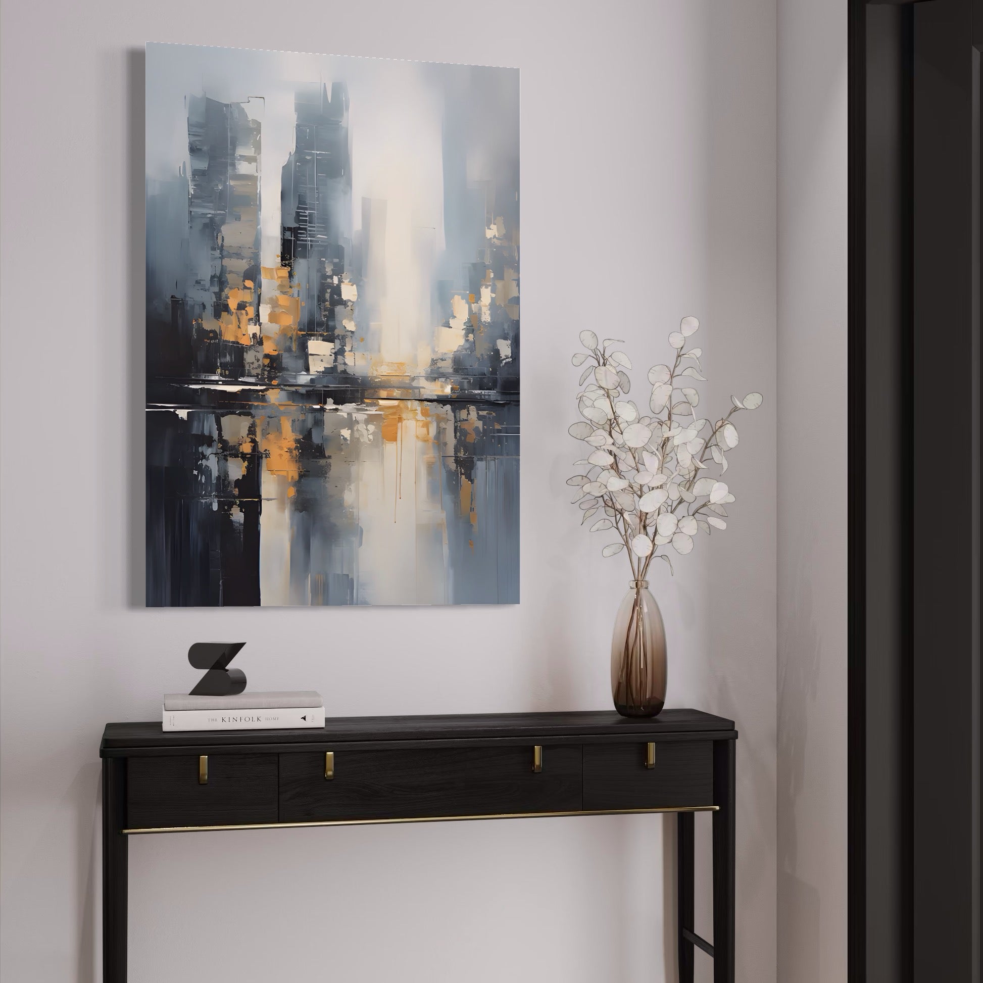 Tablou Canvas Premium LuxCanva® C1219, Abstract Paint Of Downtown ,  Relaxare, Living Room, Culori Vibrante