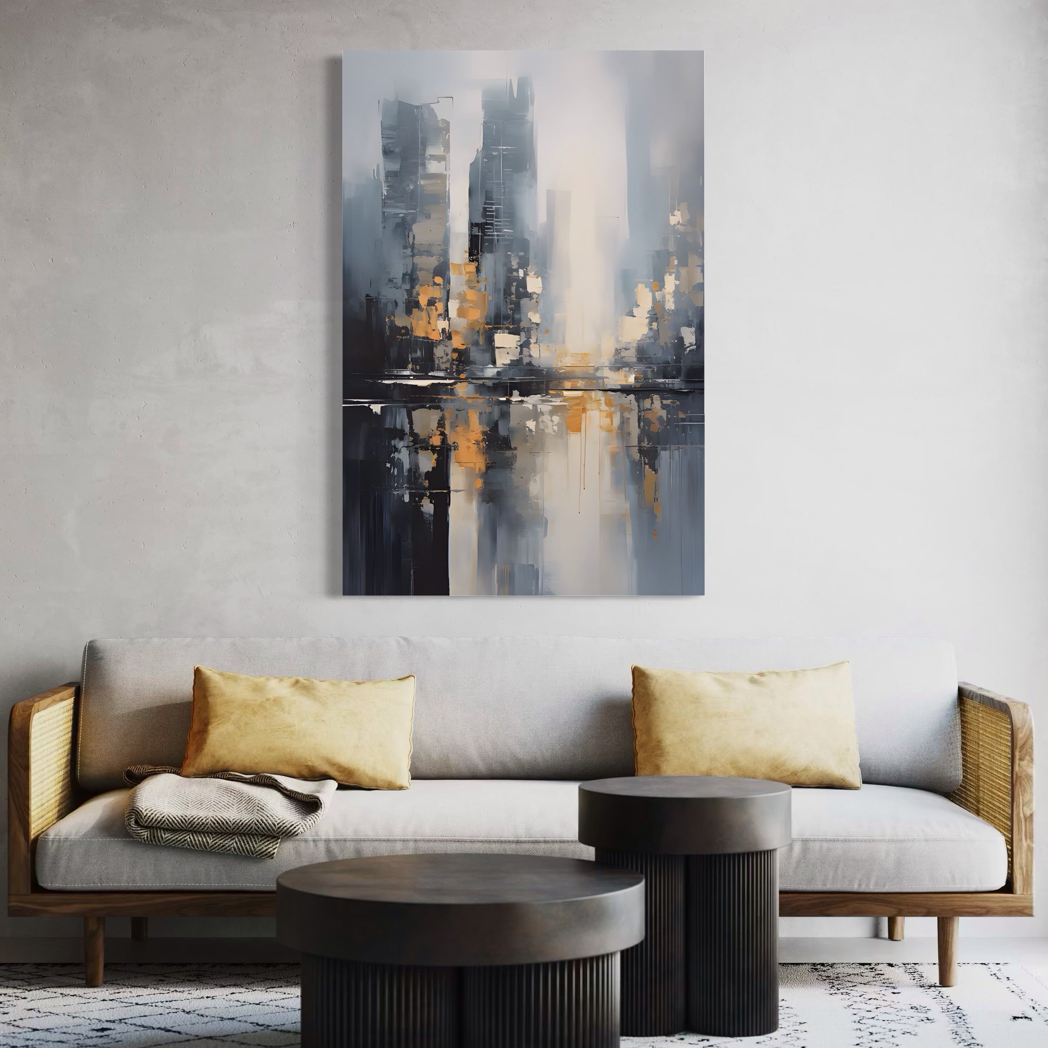 Tablou Canvas Premium LuxCanva® C1219, Abstract Paint Of Downtown ,  Relaxare, Living Room, Culori Vibrante