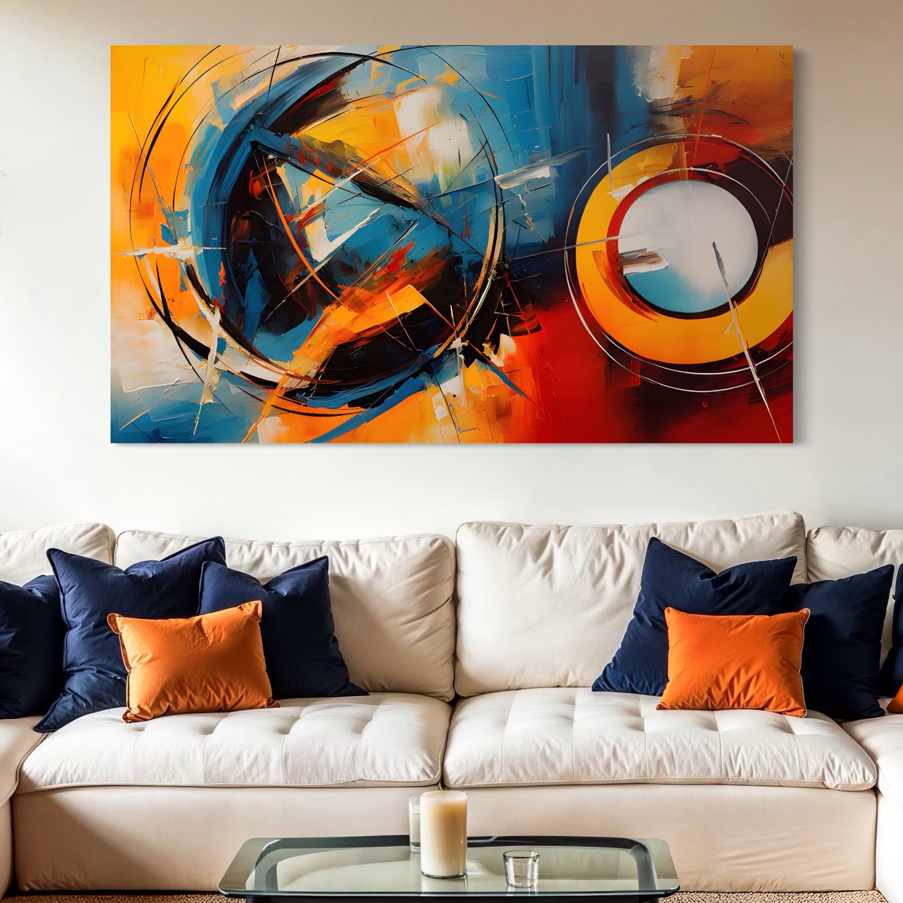 Tablou Canvas Premium LuxCanva® C1220, Abstract Moon And Earth Paint , Relaxare, Living Room, Culori Vibrante