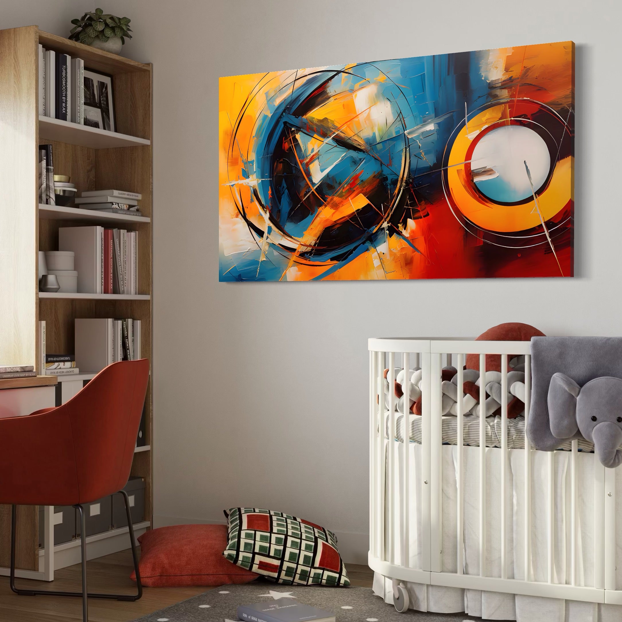 Tablou Canvas Premium LuxCanva® C1220, Abstract Moon And Earth Paint , Relaxare, Living Room, Culori Vibrante