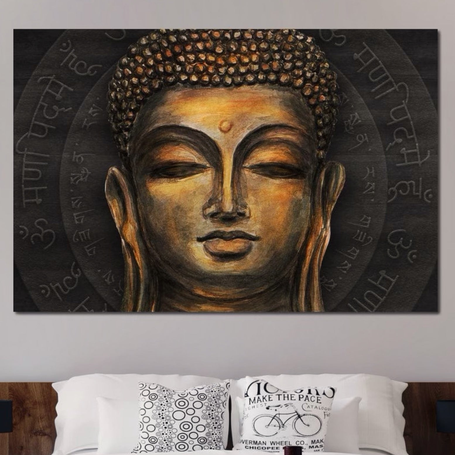 Tablou Canvas Premium LuxCanva® I110, Traieste Zen, Buddha, Zen, Templu, Mantra, Auriu, Echilibru, Ritual, Liniste, Sacru, Meditatie, Armonie, Urna