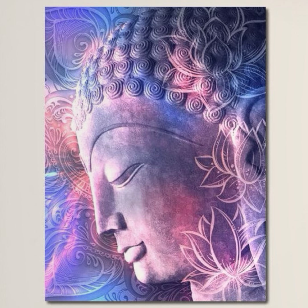 Tablou Canvas Premium, LuxCanva® I113, Buddha Cosmic, Meditatie, Zen, Profil, Lotus, Cosmos, Armonie, Spiritualitate, Relaxare, Energie, Univers