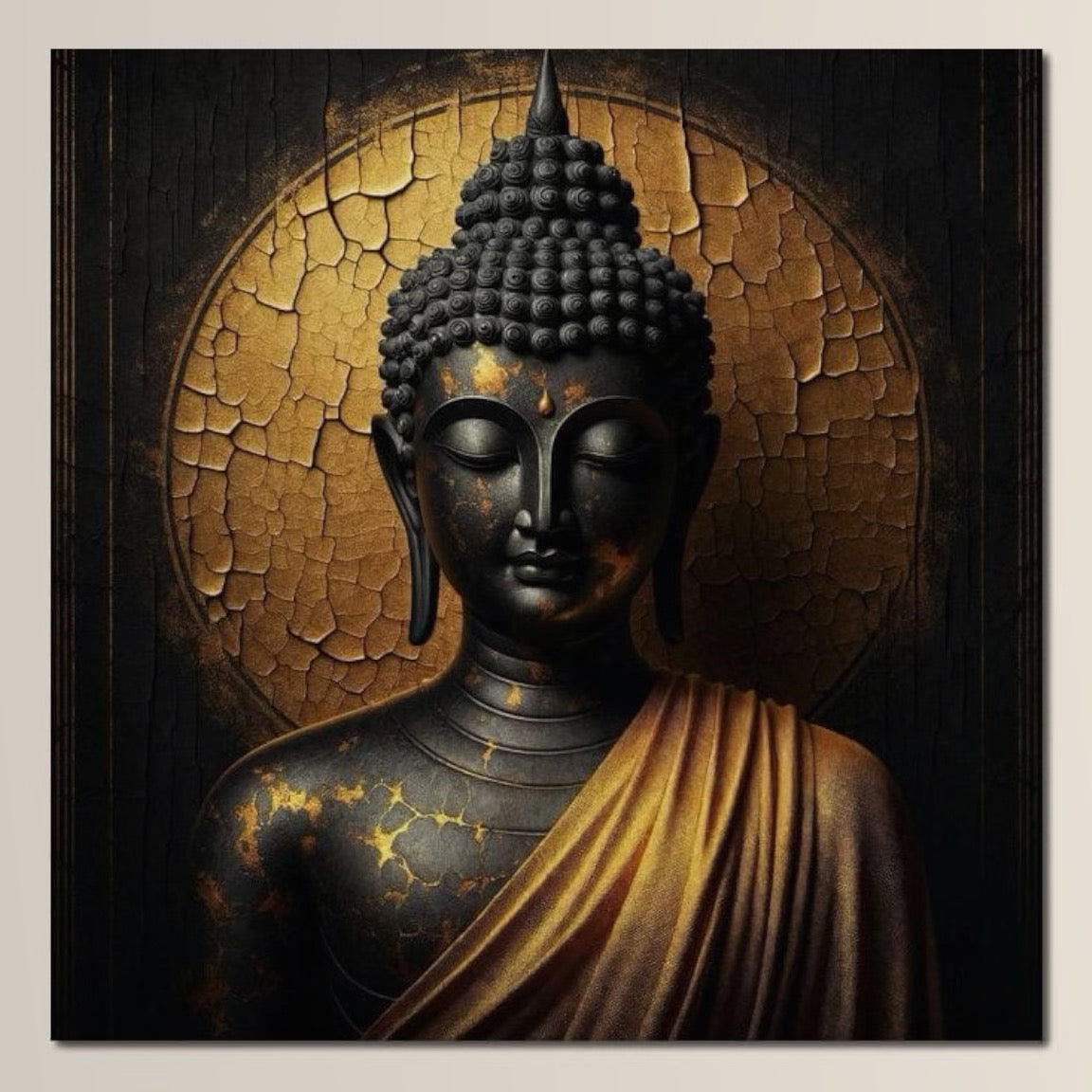 Tablou Canvas Premium LuxCanva® I131, Iluminarea Tacuta, Buddha, Zen, Spiritualitate, Meditatie, Armonie, Iluminare, Echilibru, Gold, Cadou Simbolic, Living, Dormitor