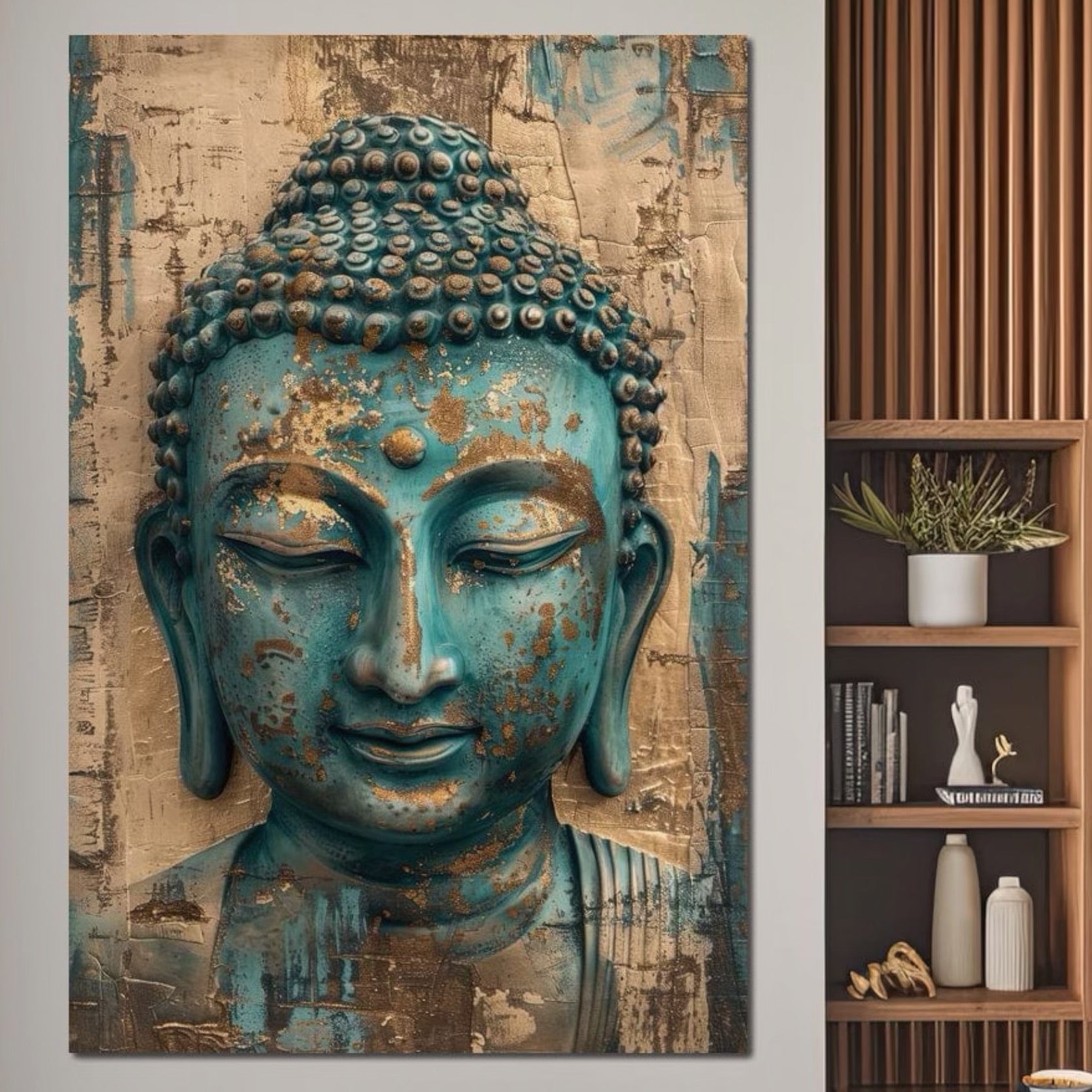 Tablou Canvas Premium LuxCanva® I137, Aur Interior, Buddha, Zen, Spiritualitate, Meditatie, Contemplare, Transformare, Liniste, Armonie, Arta, Stropi, Living, Dormitor