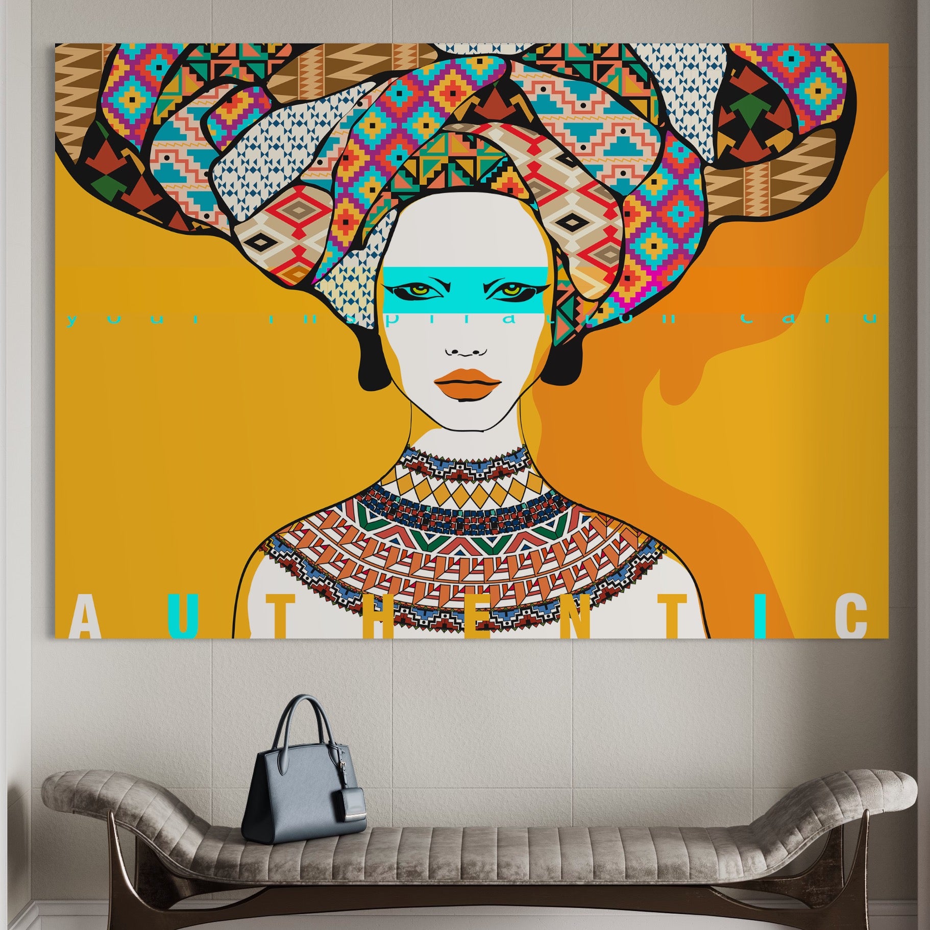 Tablou Canvas Premium LuxCanva® B1133, African Women , Femei, Living, Turban, Frumusete, Trib, Dormitor, Africa, Culori Vibrante