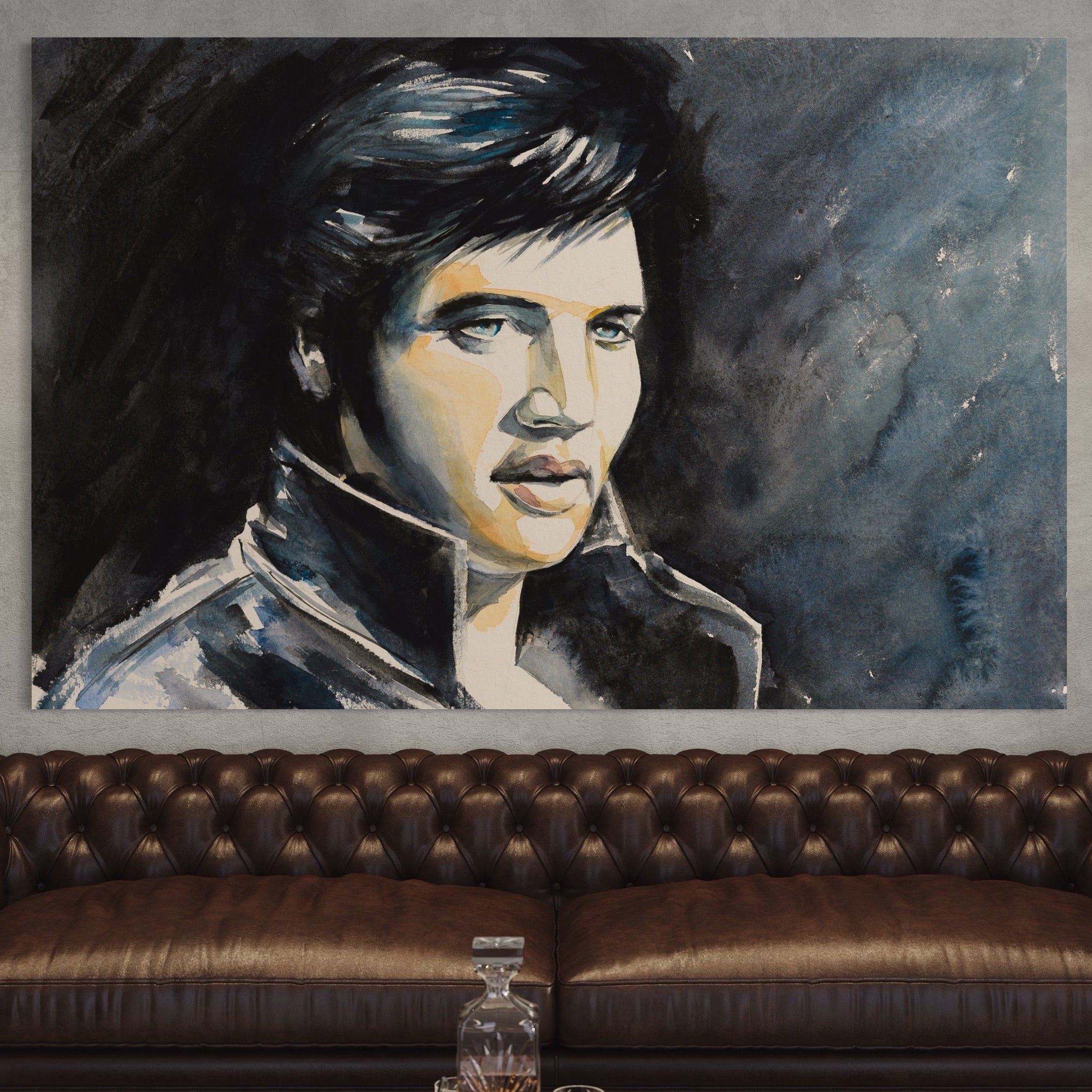 Tablou Canvas Premium LuxCanva® B1132, Regele Rock 'n' Roll-ului , Elvis Aaron Presley, Living, The King, Gospel, Memphis, Blues, Chitara, Culori Vibrante