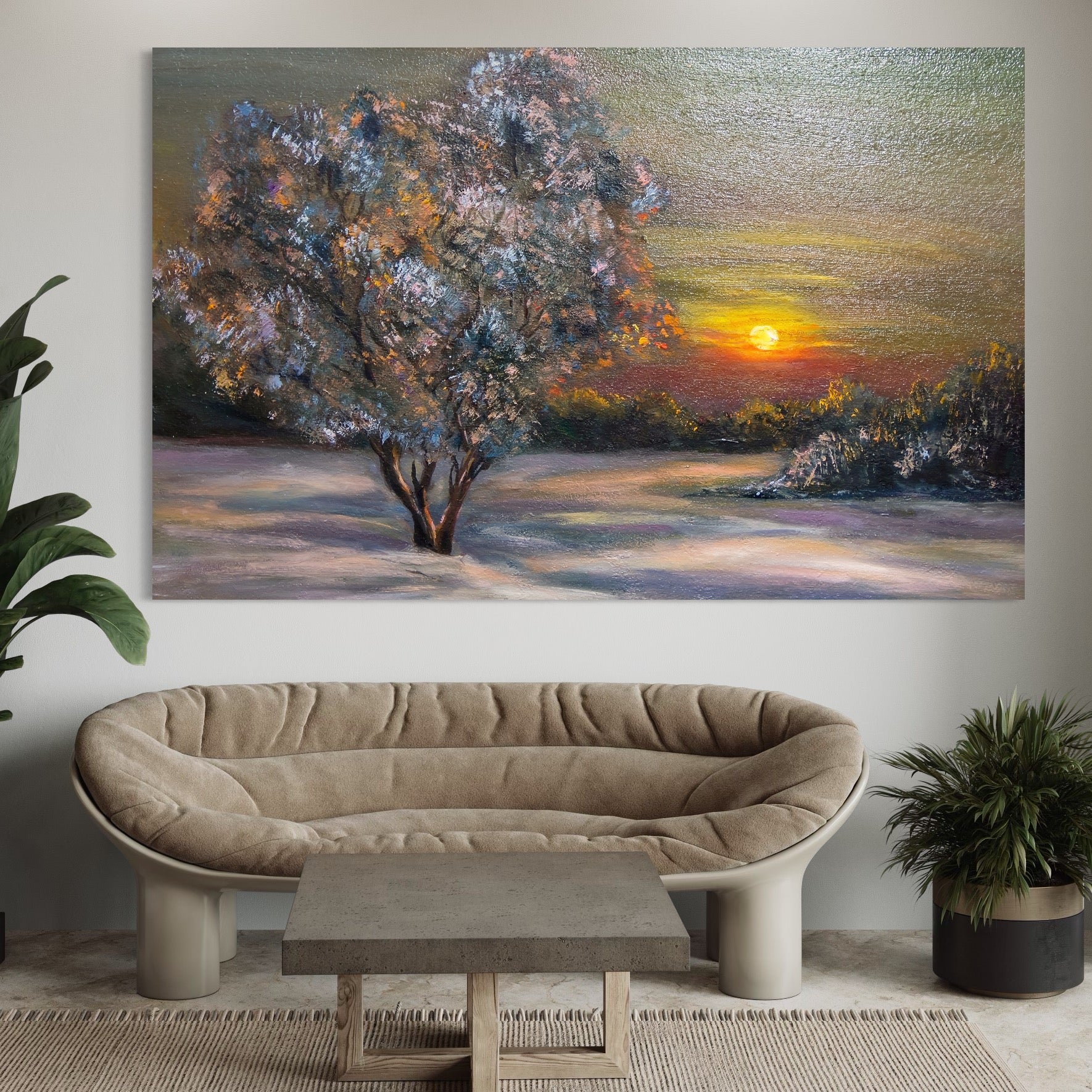 Tablou Canvas Premium LuxCanva® B1131, Copacul Magic , Copac, Living, Apus, Noapte, Natura, Culori Vibrante