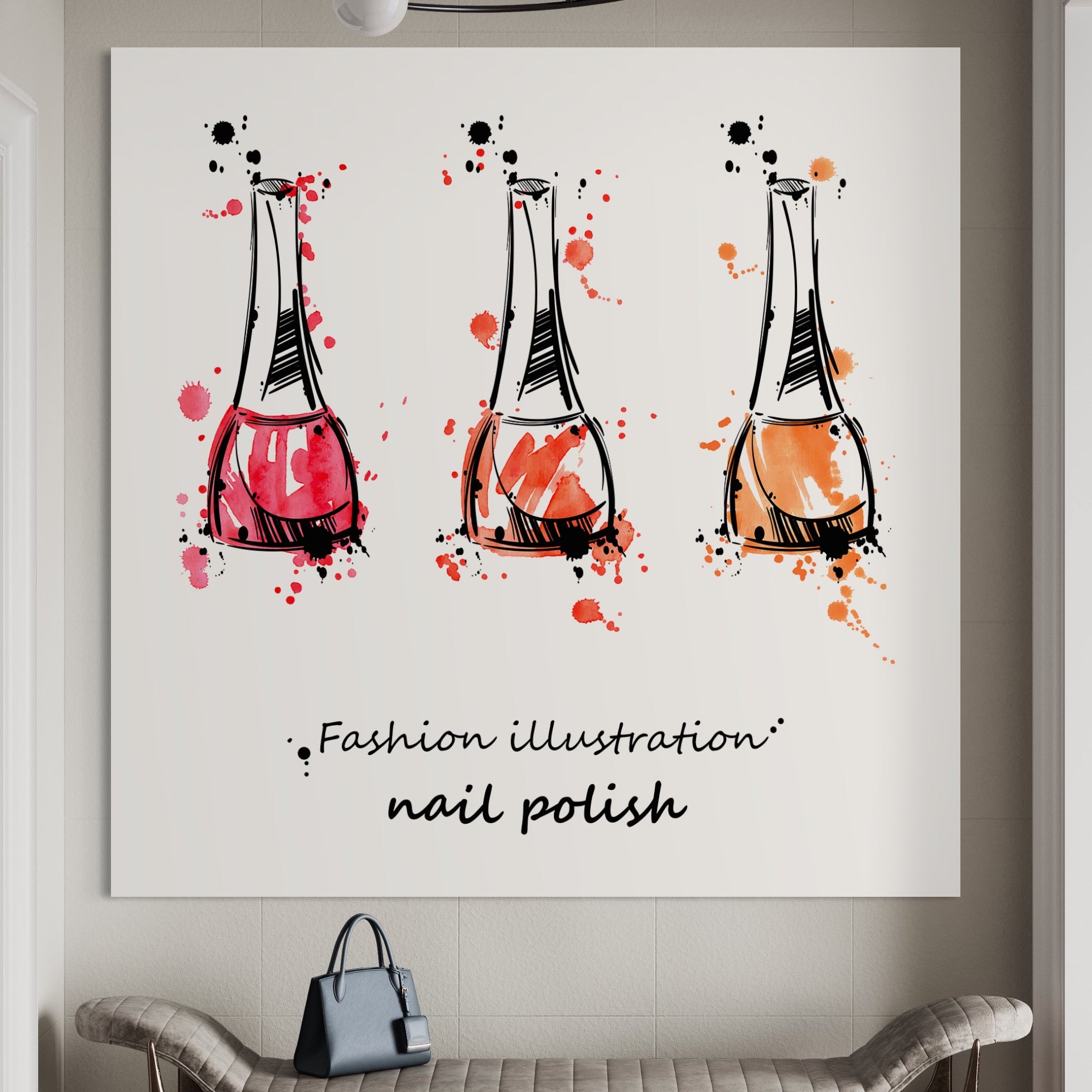 Tablou Canvas Premium LuxCanva® B1130, Oja Perfecta , Manichiura, Salon Infrumusetare, Pedichiura, Estetica, Unghii, Rosu, Culori Vibrante